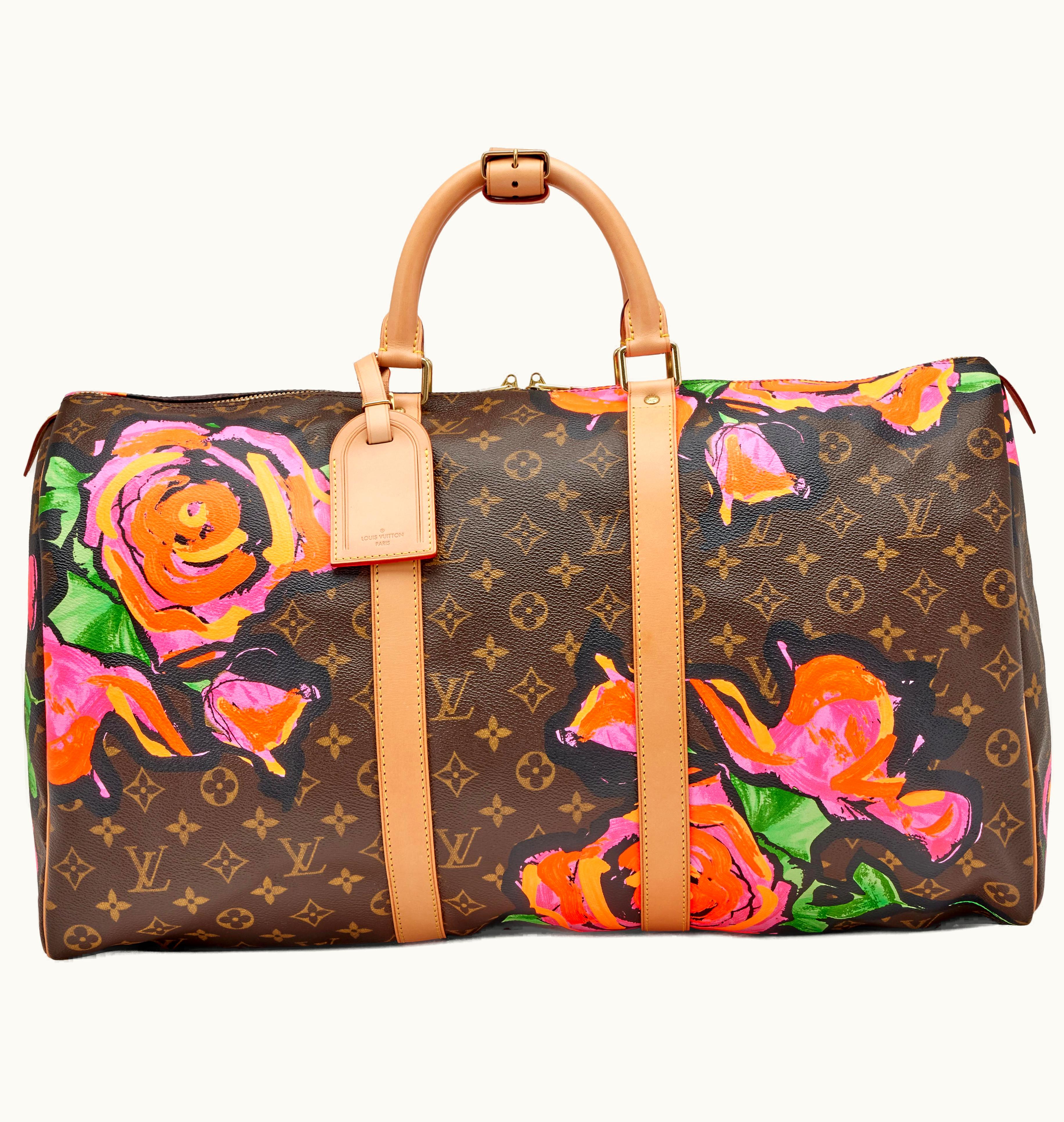 Louis Vuitton Pink, orange, and brown Monogram Roses Keepall 50 Gold Hardware, 2008 by Louis Vuitton