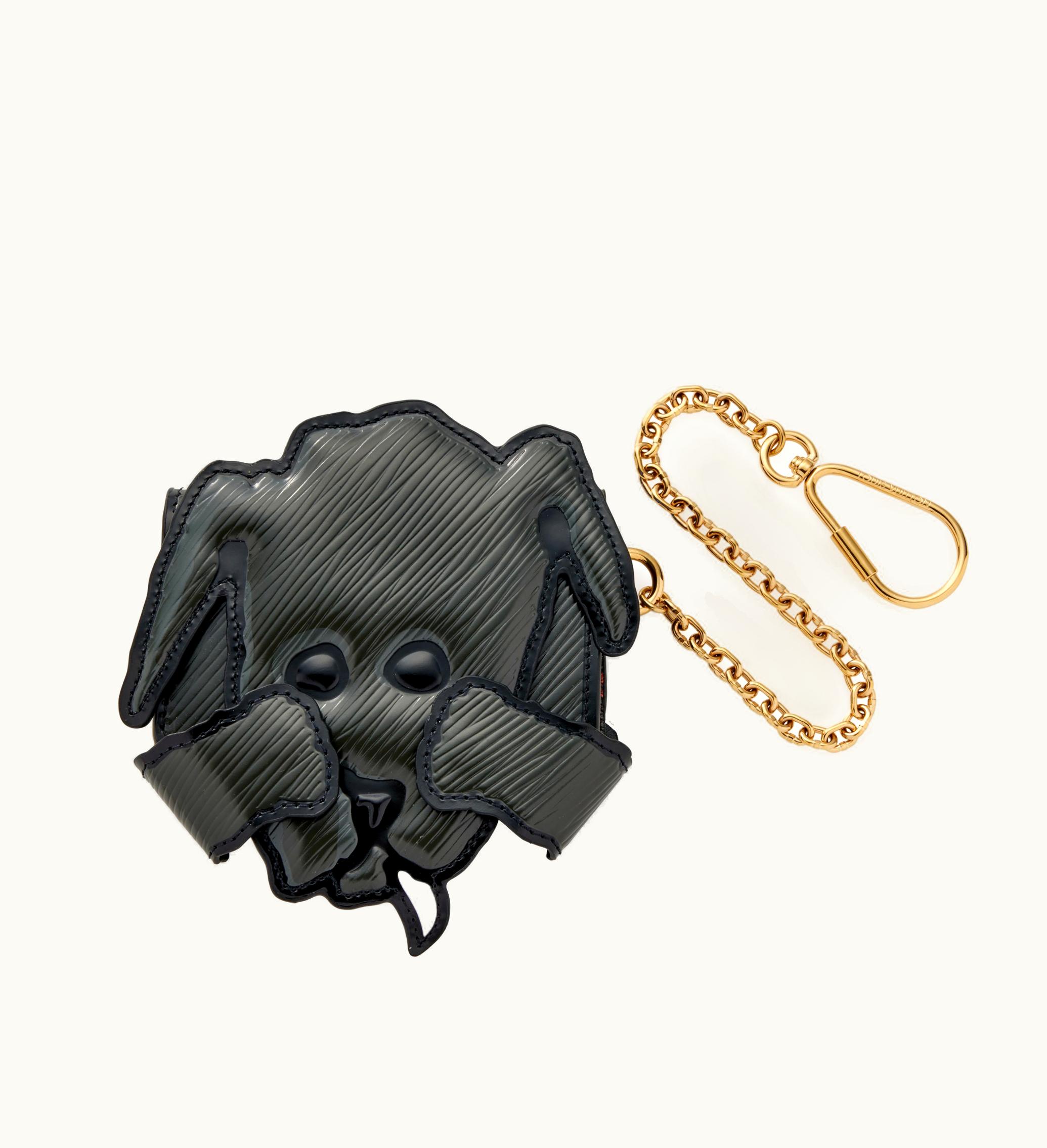 Louis Vuitton 2018 Louis Vuitton Catogram Dog Cardholder in Grey and Black Epi Leather with Gold Hardware
