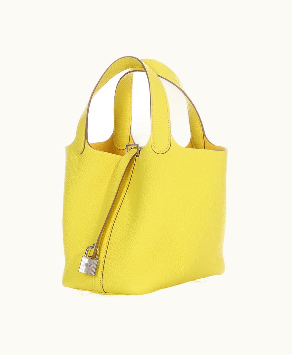 Hermès Picotin Lock 18 in Lime Clemence leather with Palladium Hardware, 2021 edition