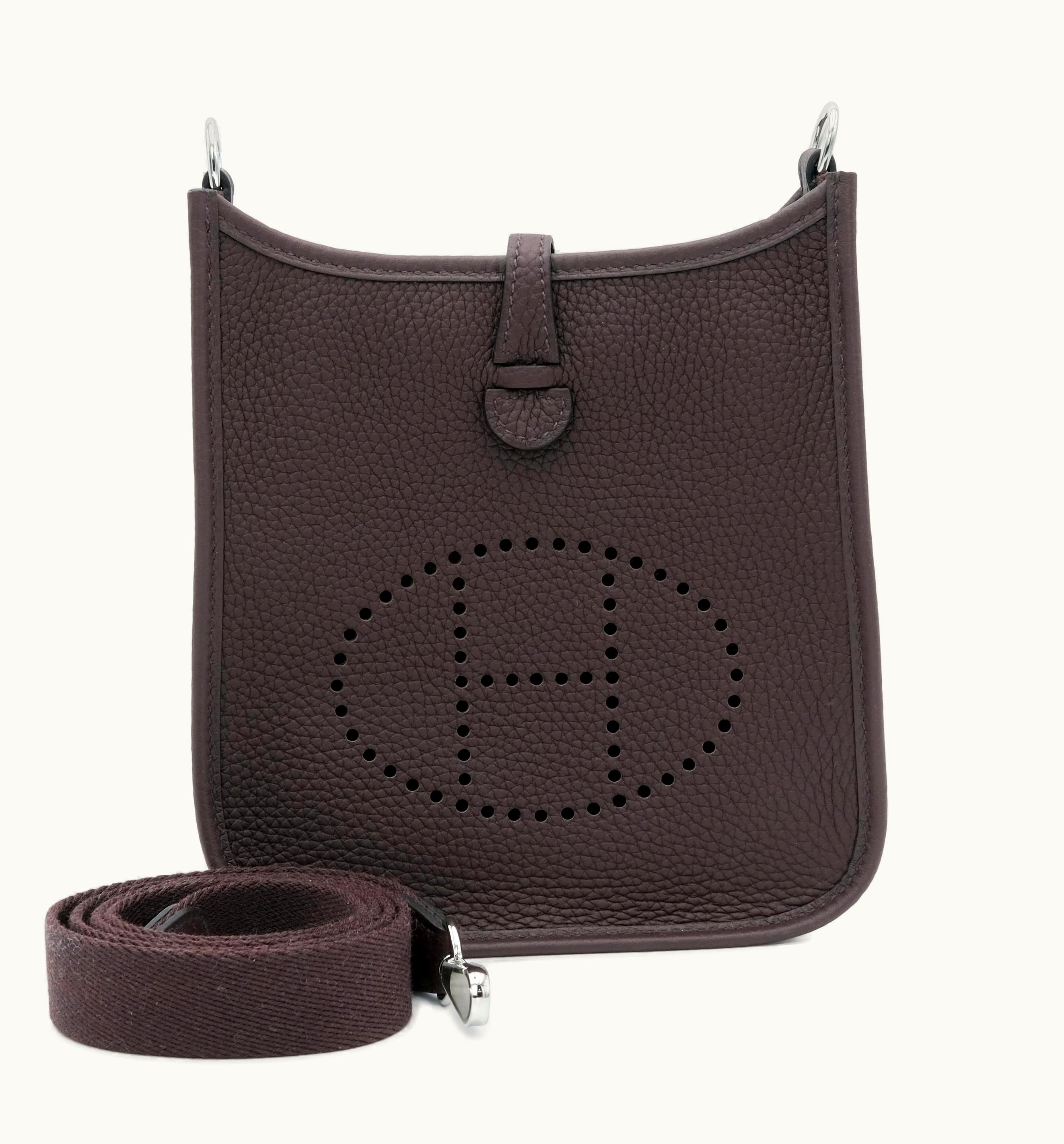 Hermès Rouge Clemence Mini Evelyne II TPM 16 Palladium Hardware, 2023 in Sellier style