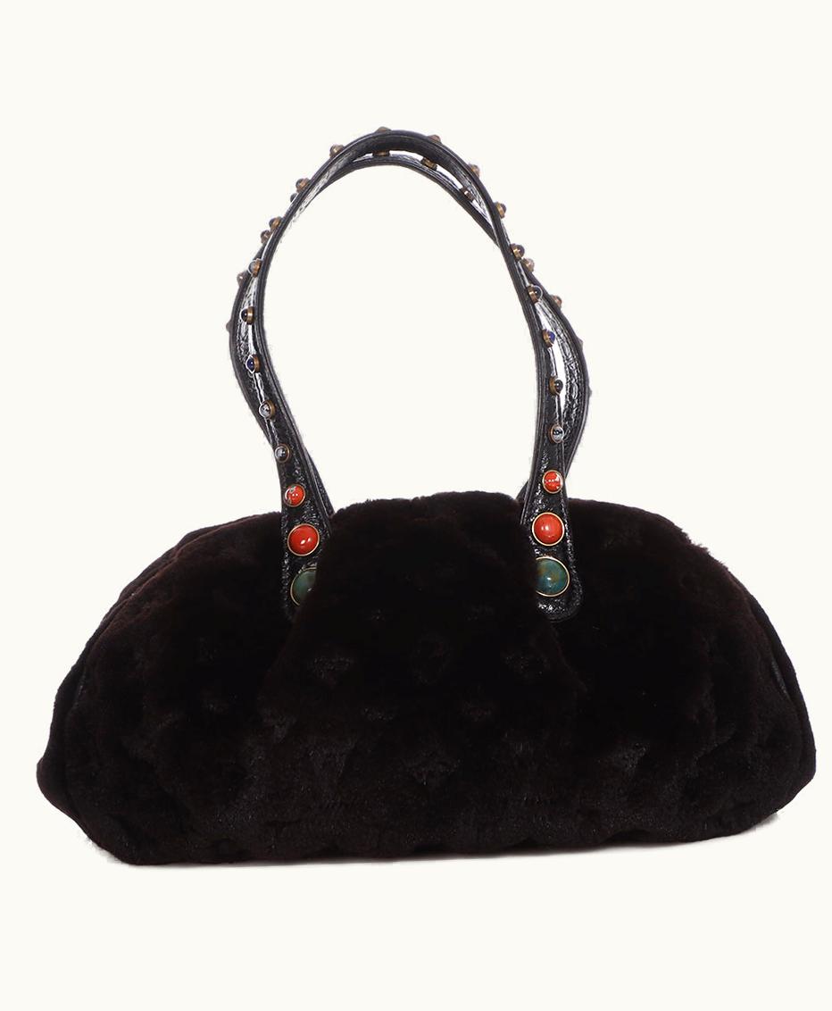 Louis Vuitton Demi Lune Brass Hardware Black Monogram Mink Cabochon, 2005