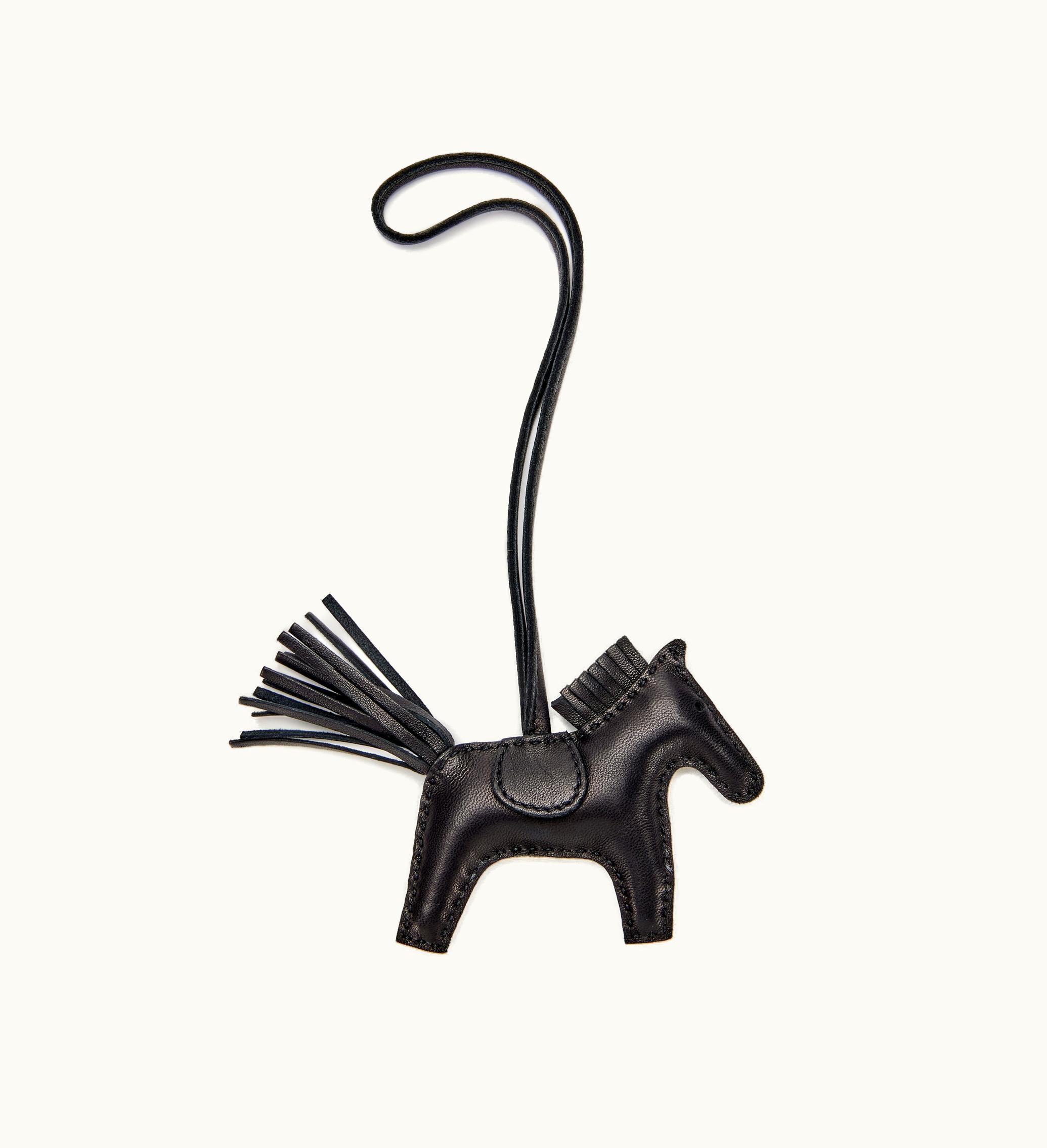 Hermès Midnight Black Milo Lambskin GriGri Rodeo Charm PM