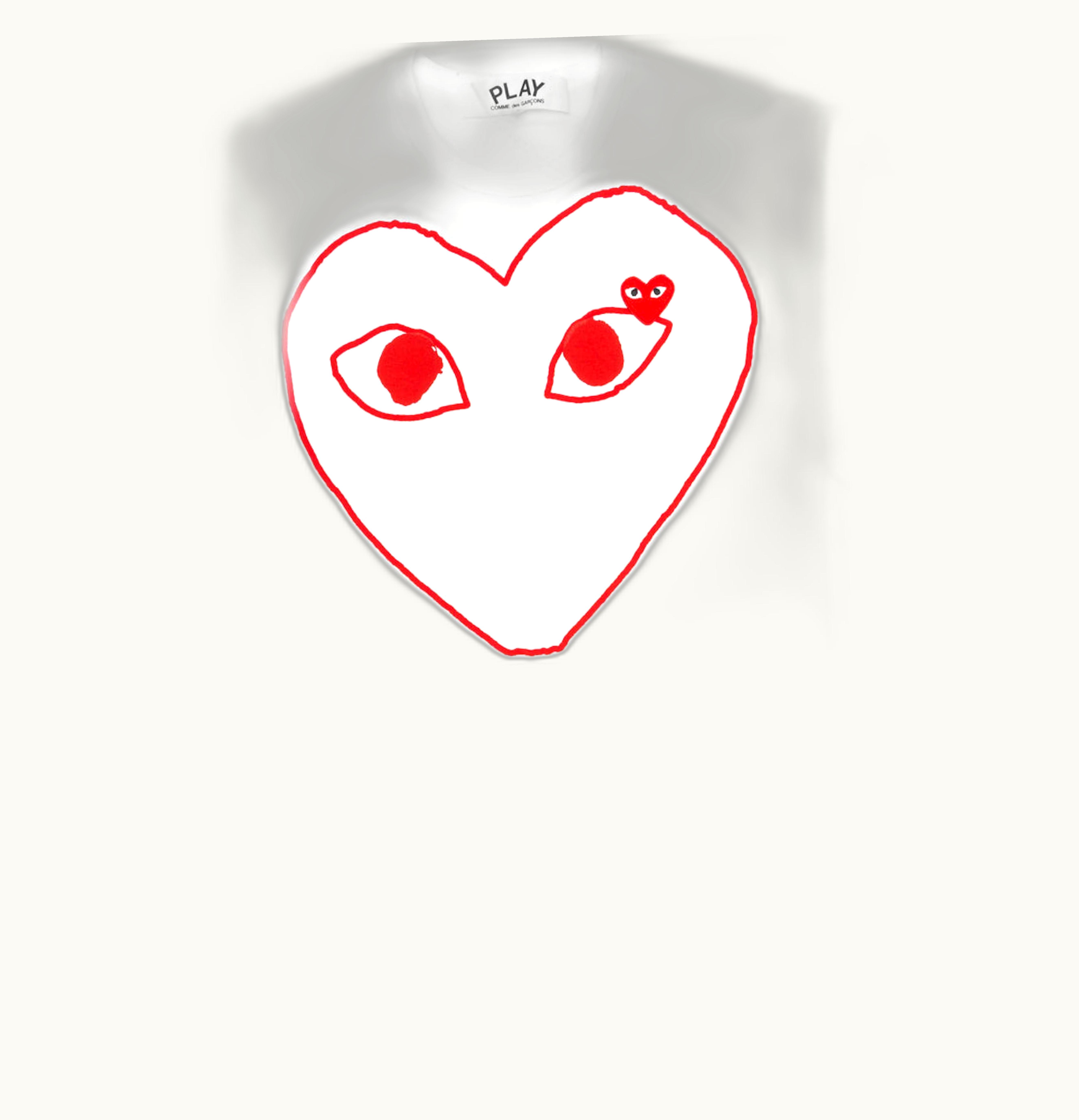 CDG Play Comme des Garcons PLAY Womens Red Emblem Outline T shirt White