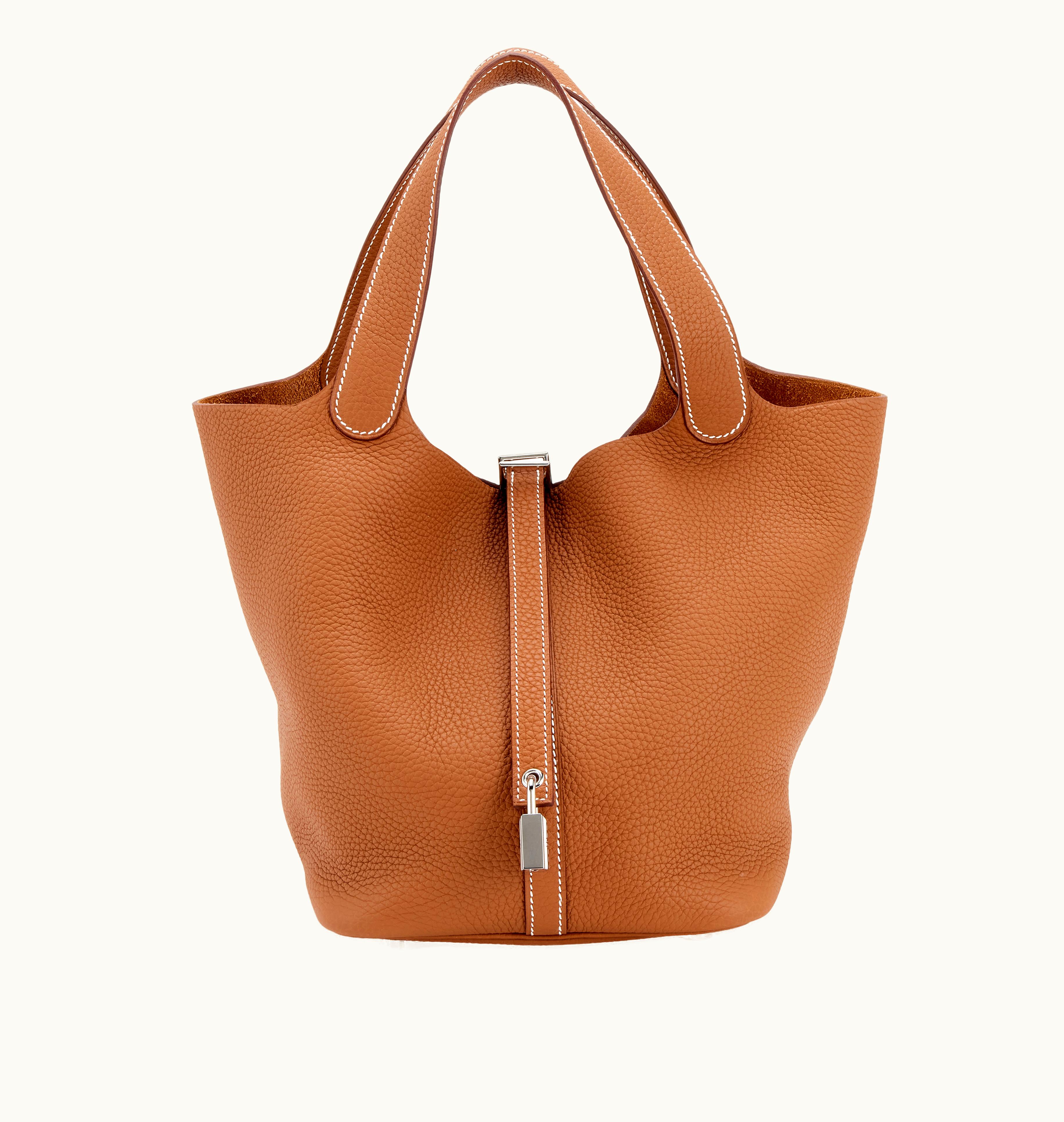 Hermès Gold Clemence Picotin Lock with Palladium Hardware and a production year of 2016