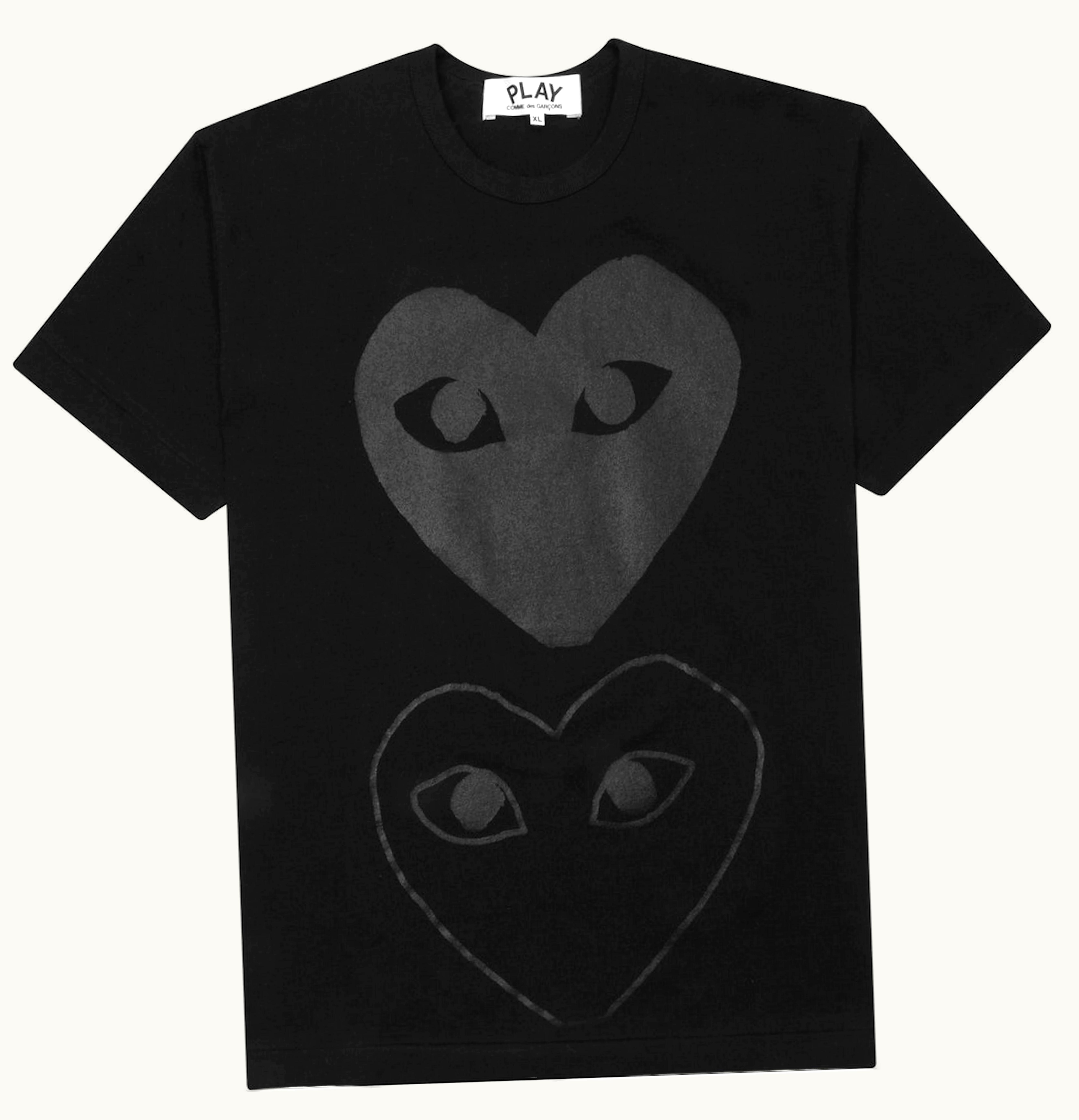 CDG Play Comme des Garcons PLAY Double Black Hearts T shirt Black