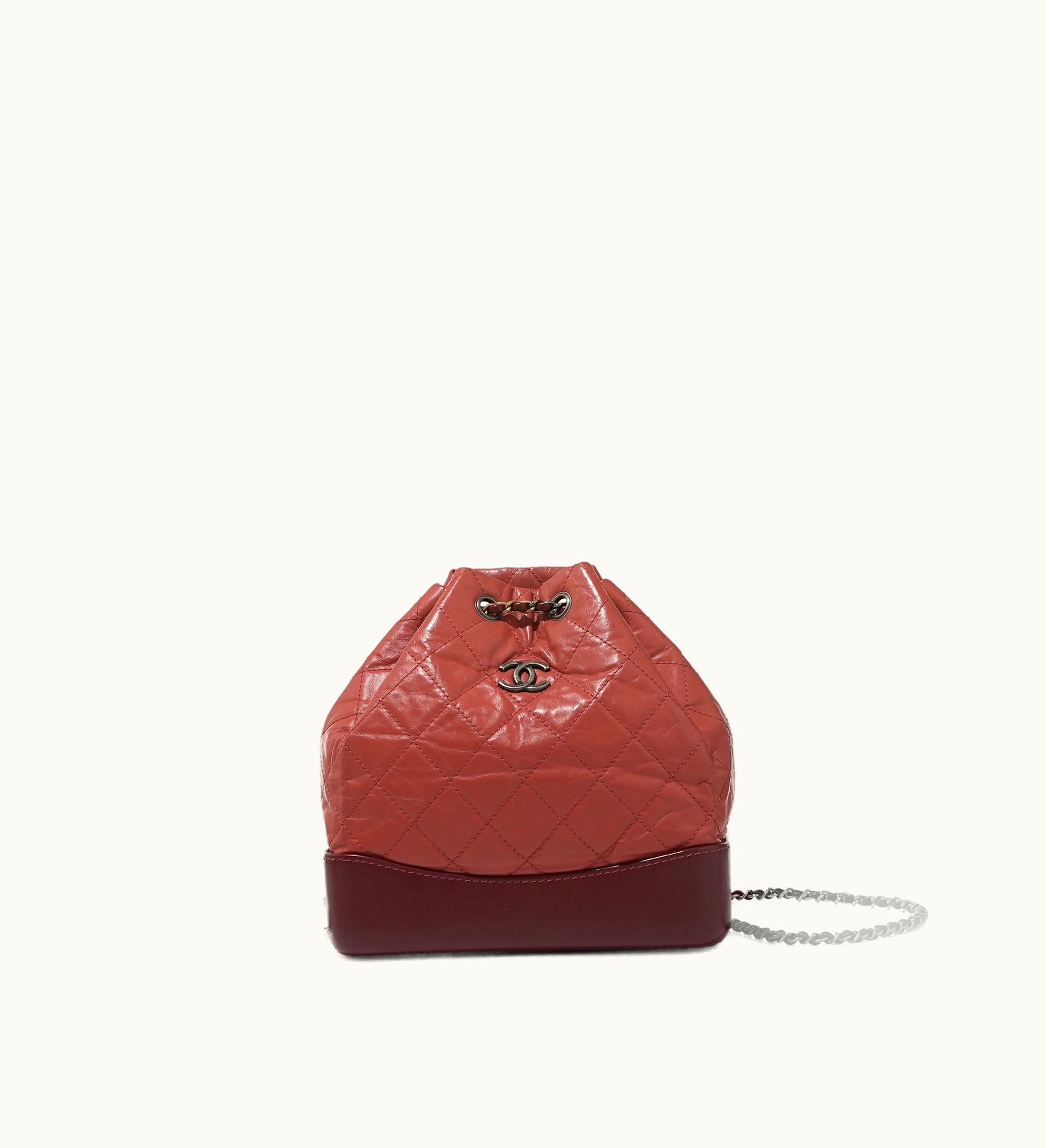 Chanel Gabrielle Backpack by Chanel featuring quilted calfskin in red, adorned with gold and ruthenium hardware, released in 2018
