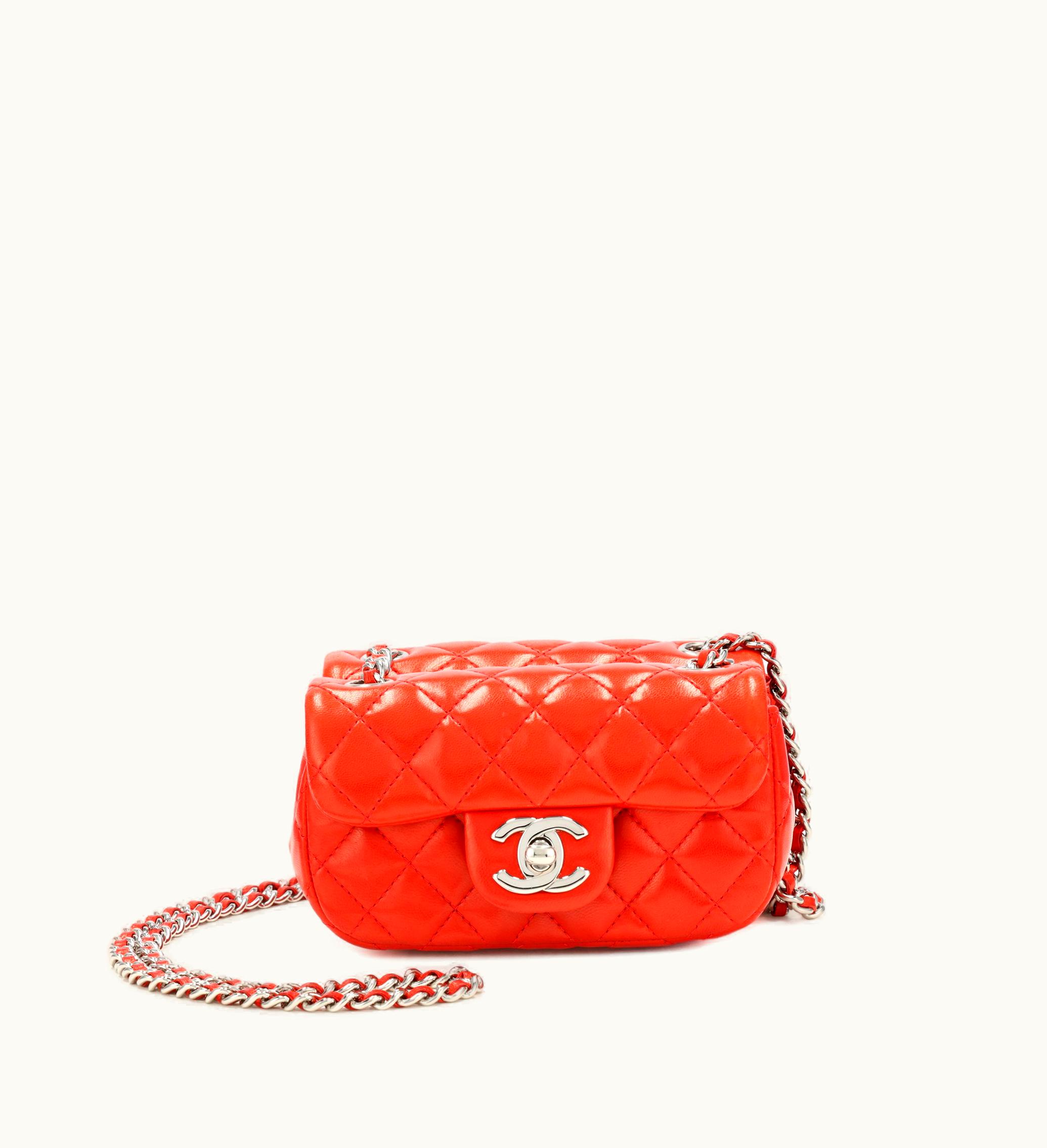 Chanel Red Quilted Lambskin Double Mini Classic Flap, 2011 with Silver Hardware