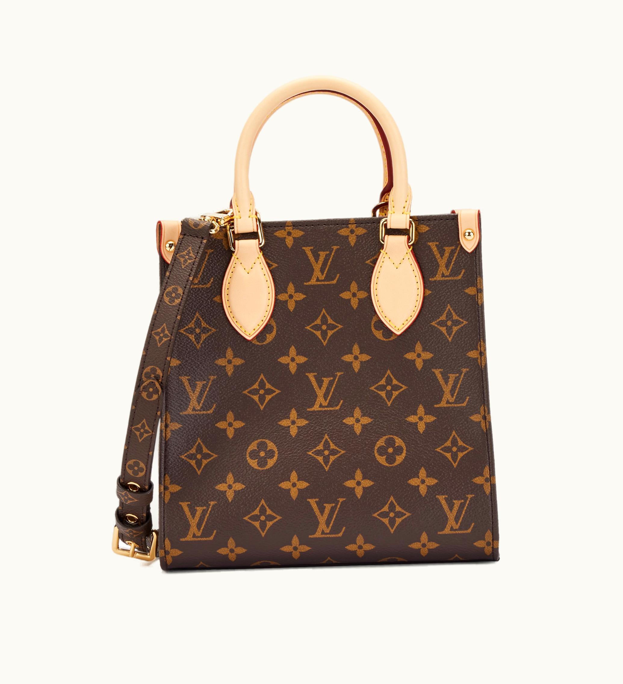 Louis Vuitton Sac Plat BB Gold Hardware in Brown Monogram Coated Canvas, 2021