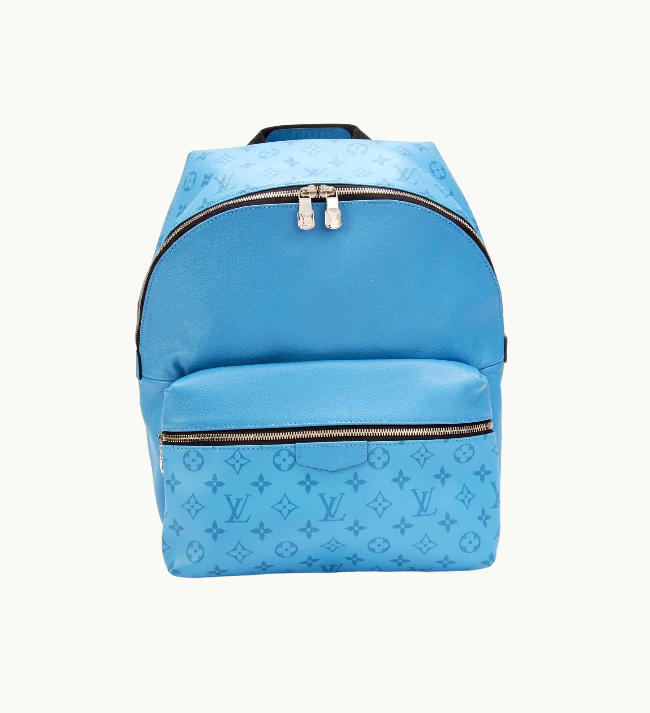 Louis Vuitton 2020 Vintage Denim Blue Taigarama Discovery Backpack by Louis Vuitton with Silver Accents