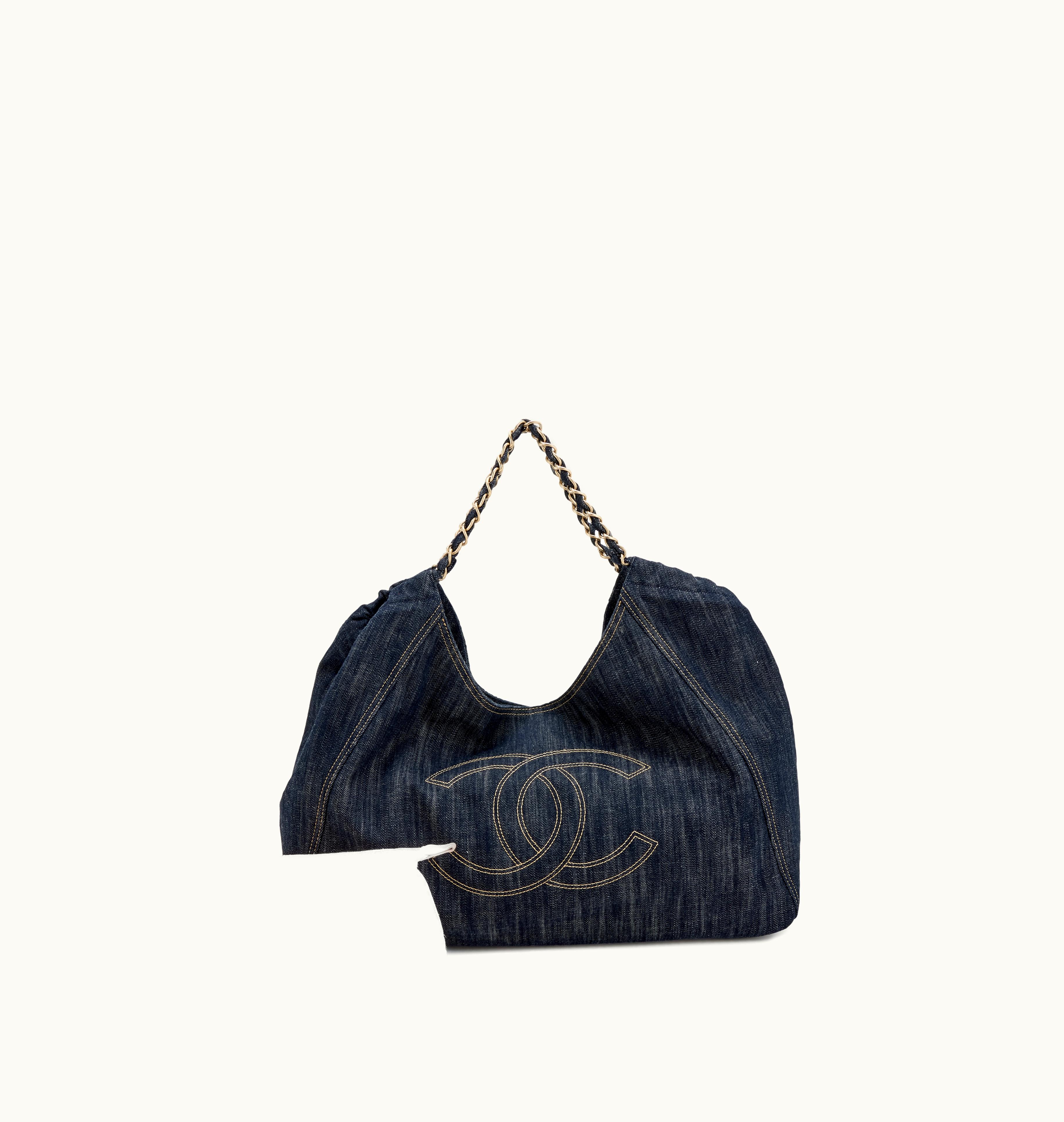 Chanel Blue denim Chanel XL Coco Cabas tote with gold hardware, dated between 2006 and 2008
