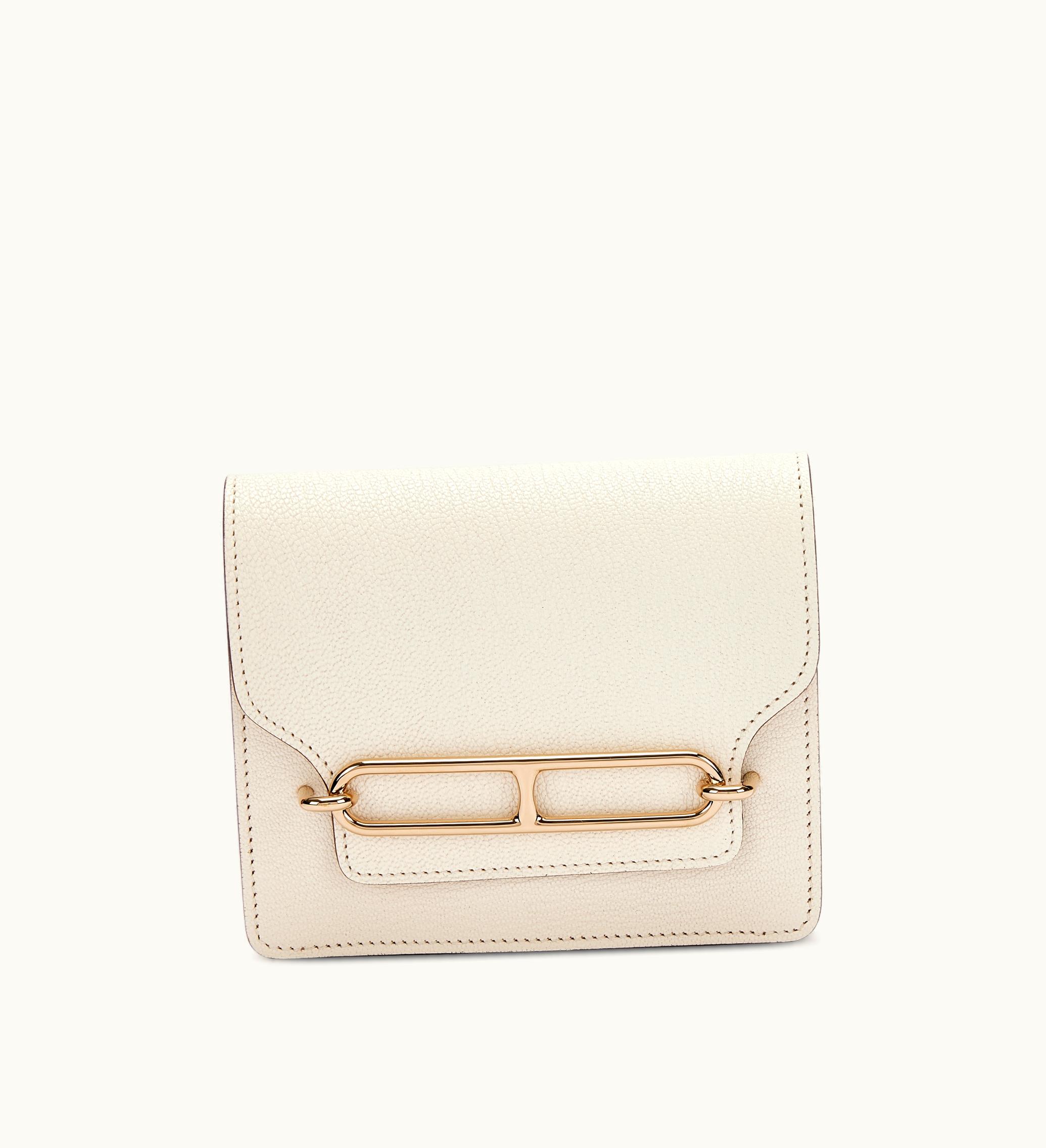 Hermès 2022 Hermès Nata Chèvre Mysore Roulis Slim Compact Wallet with Permabrass Hardware