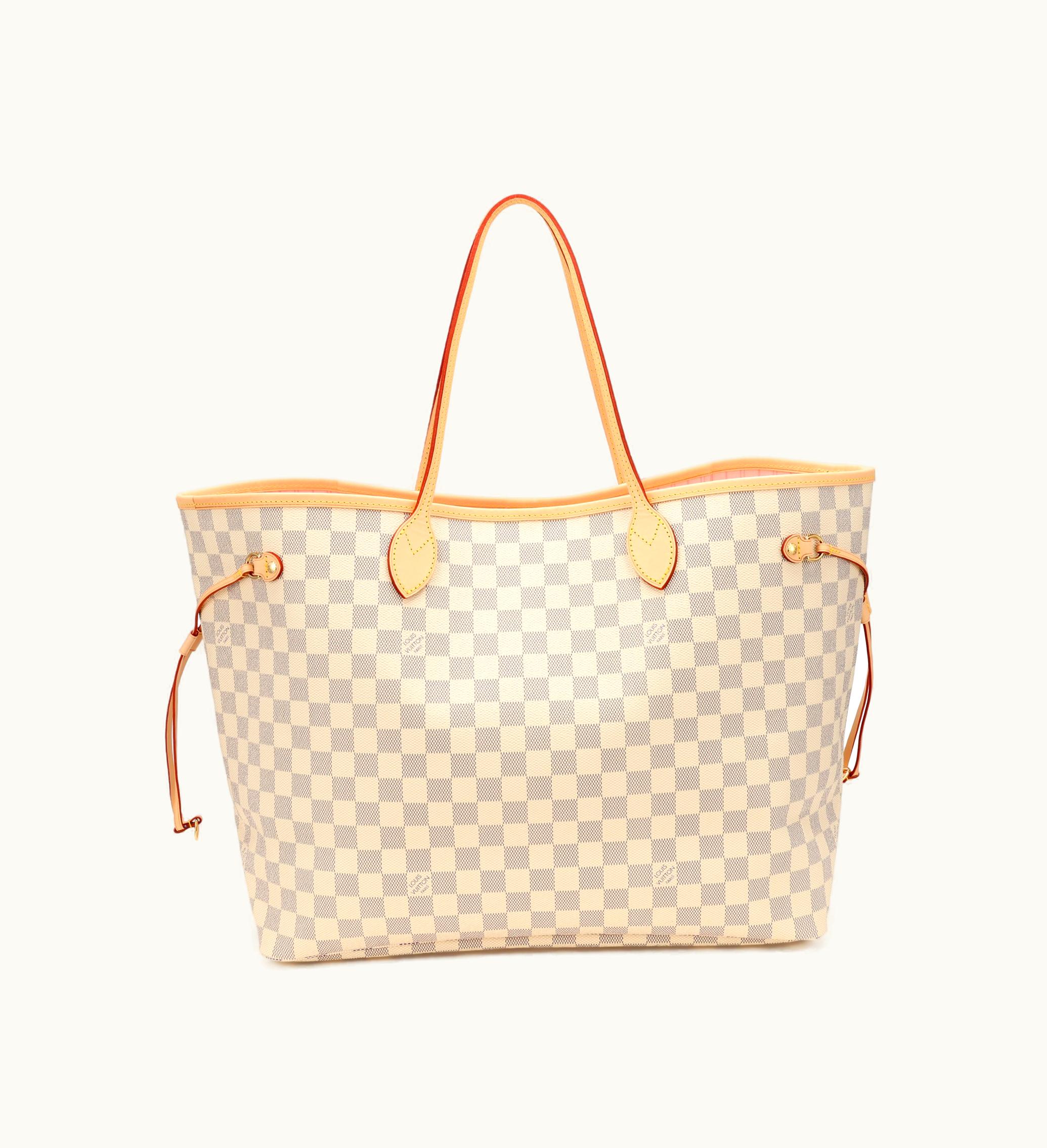 Louis Vuitton 2021-2022 Louis Vuitton Neverfull GM in White and Blue Damier Azur Coated Canvas with Gold Hardware
