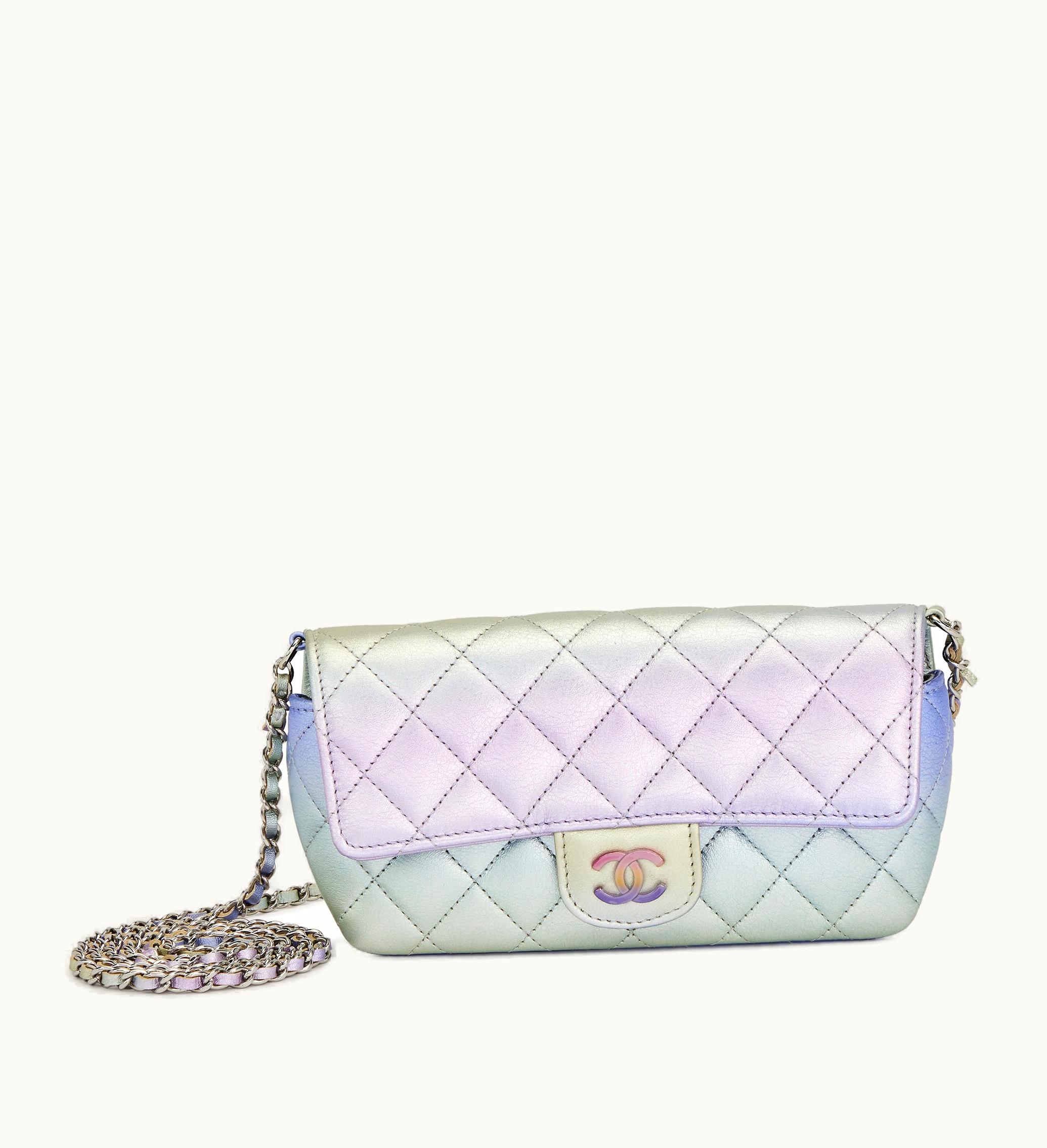 Chanel Gradient Metallic Lambskin Sunglasses Case with Chain and Iridescent Hardware, 2021