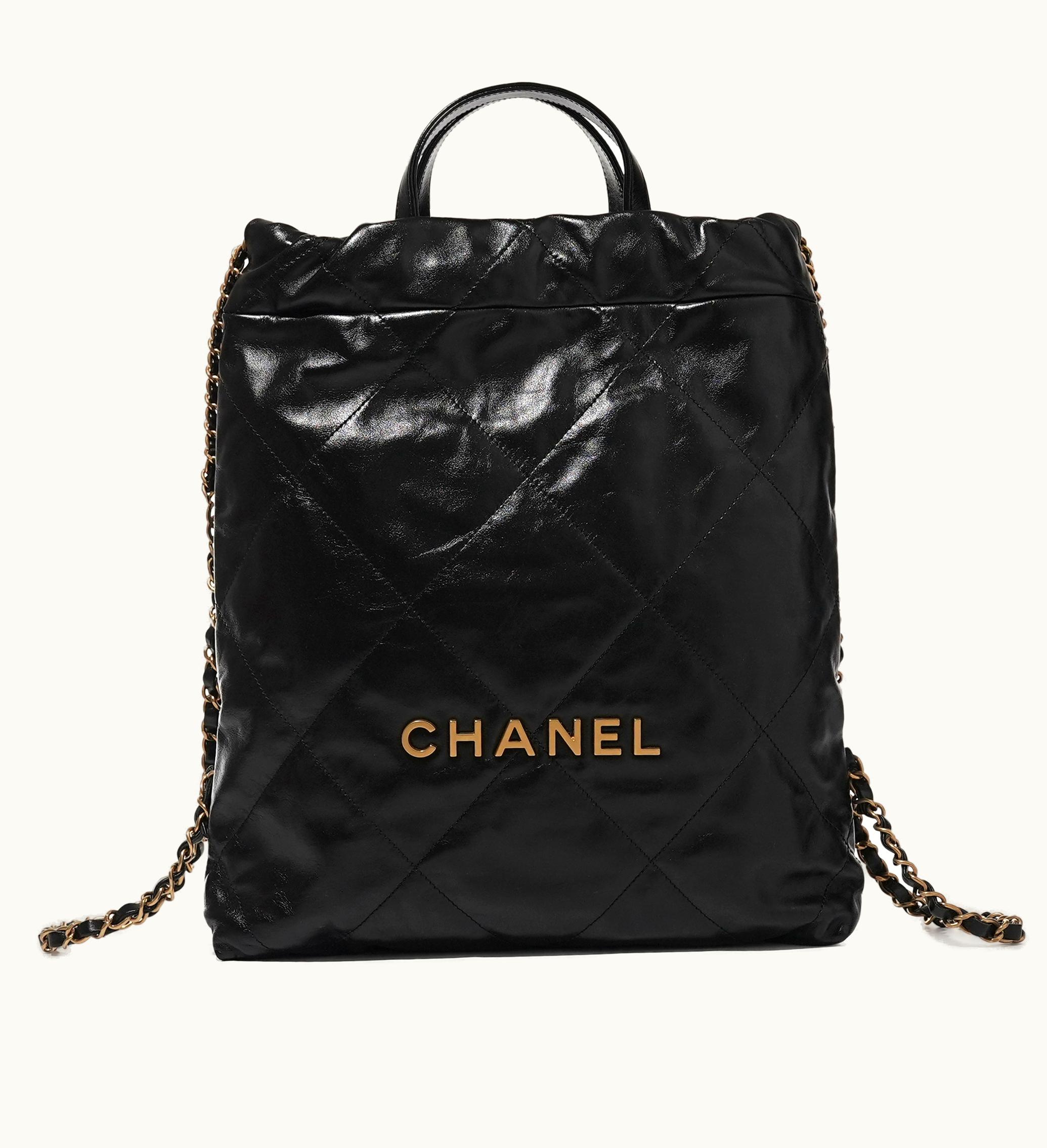 Chanel 22 Gold Hardware Chanel Black Quilted Calfskin Top Handle Backpack, 2023 Edition