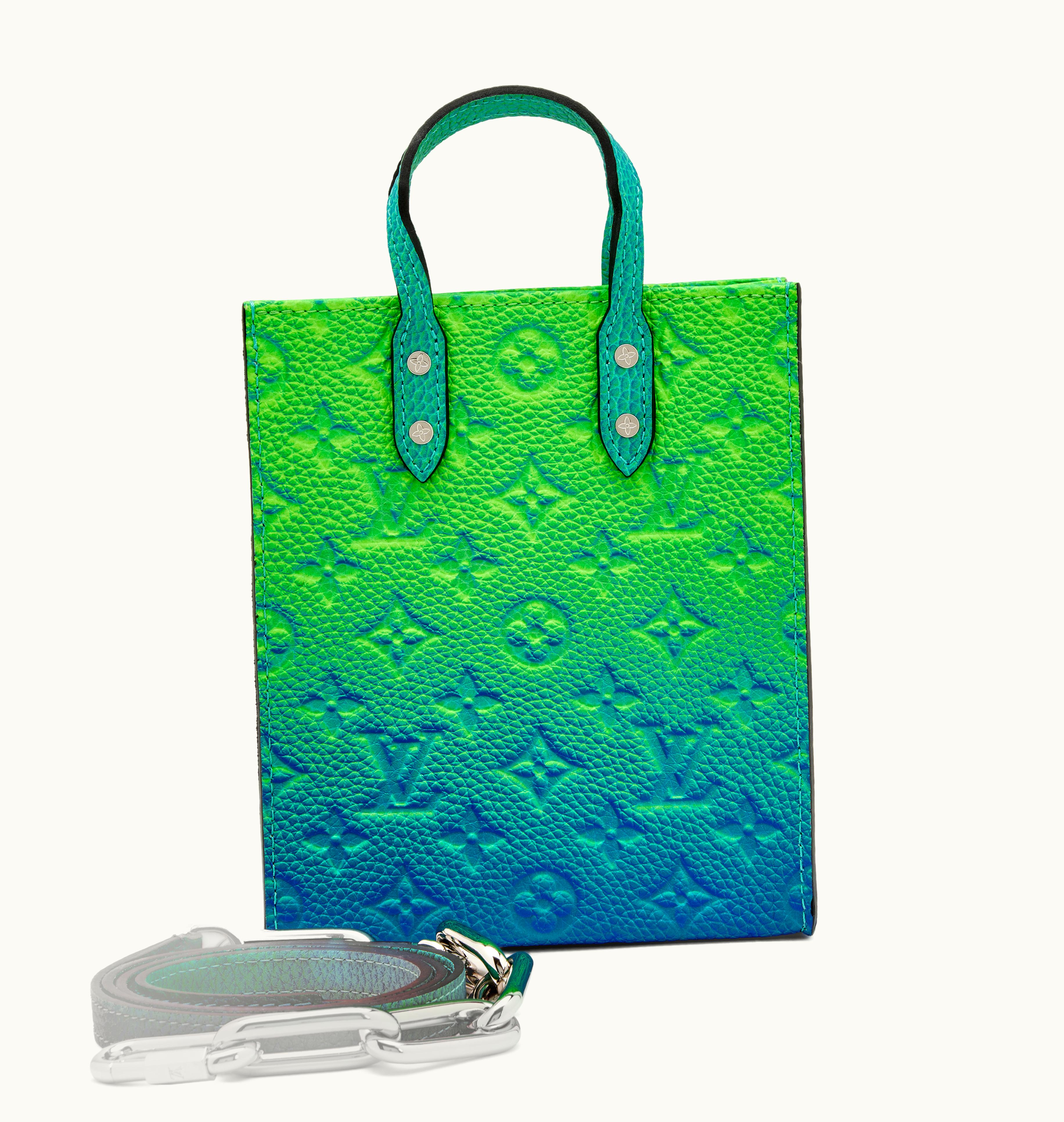Louis Vuitton 2022 Edition Louis Vuitton Virgil Abloh Taurillon Illusion Blue & Green Sac Plat XS