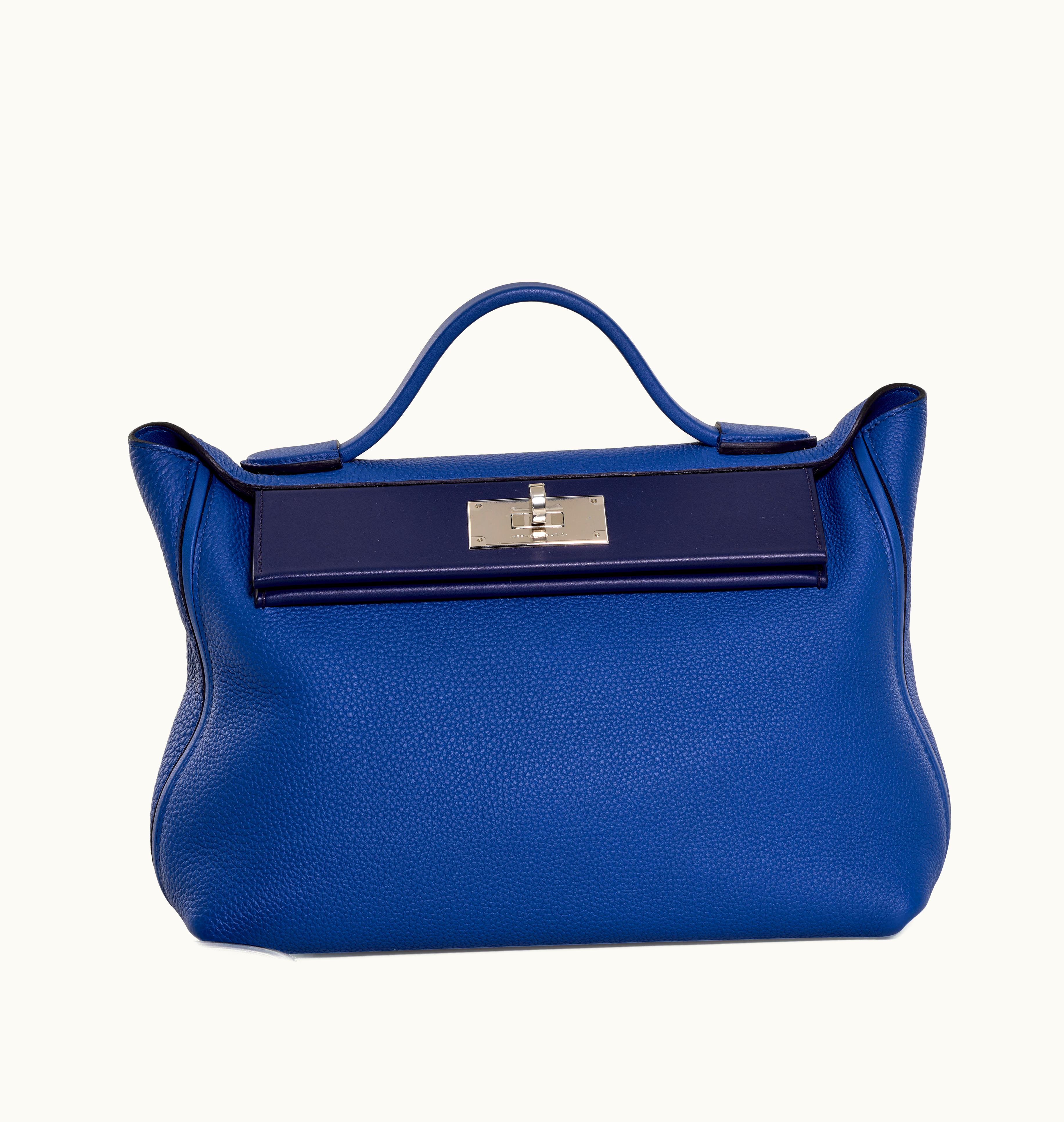 Hermès Togo in Royal Blue and Swift in Ink Blue with Palladium Hardware, 24/24 size, 29 cm, Year 2021