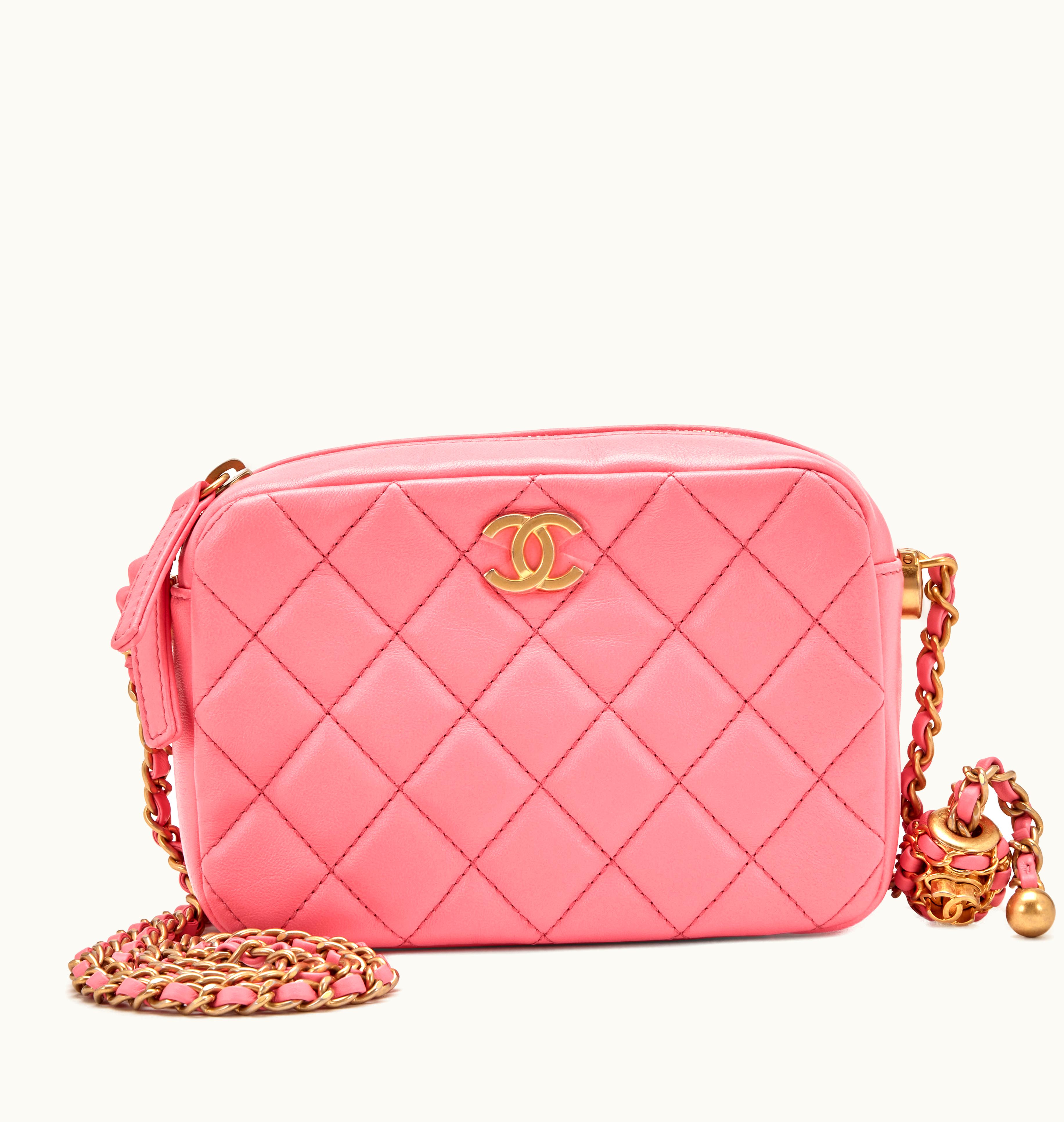 Chanel Pink Quilted Lambskin Camera Bag with Brushed Hardware, 2022 Edition