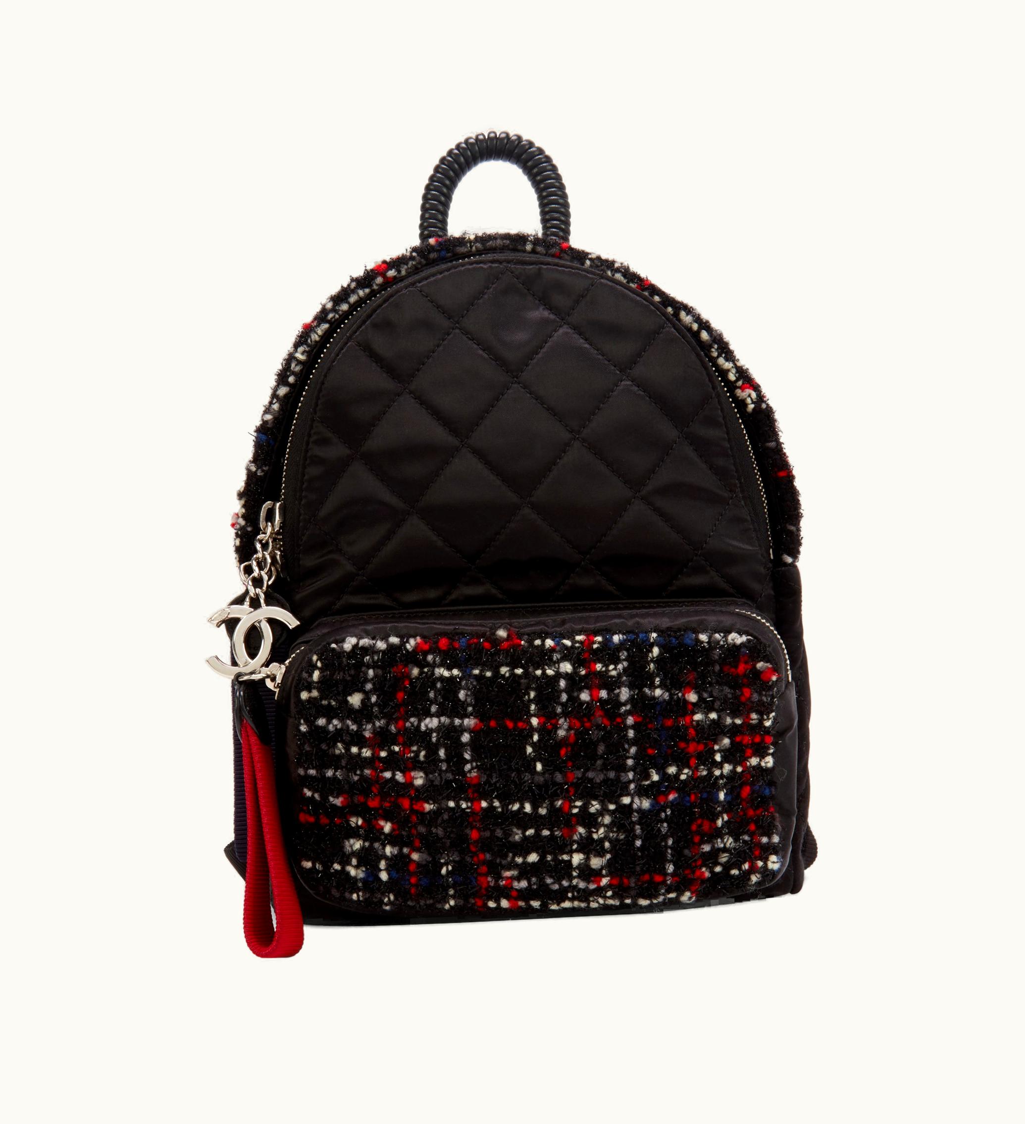 Chanel Black and Multicolor Quilted Nylon and Tweed Astronaut Essentials Backpack Silver Hardware, 2017