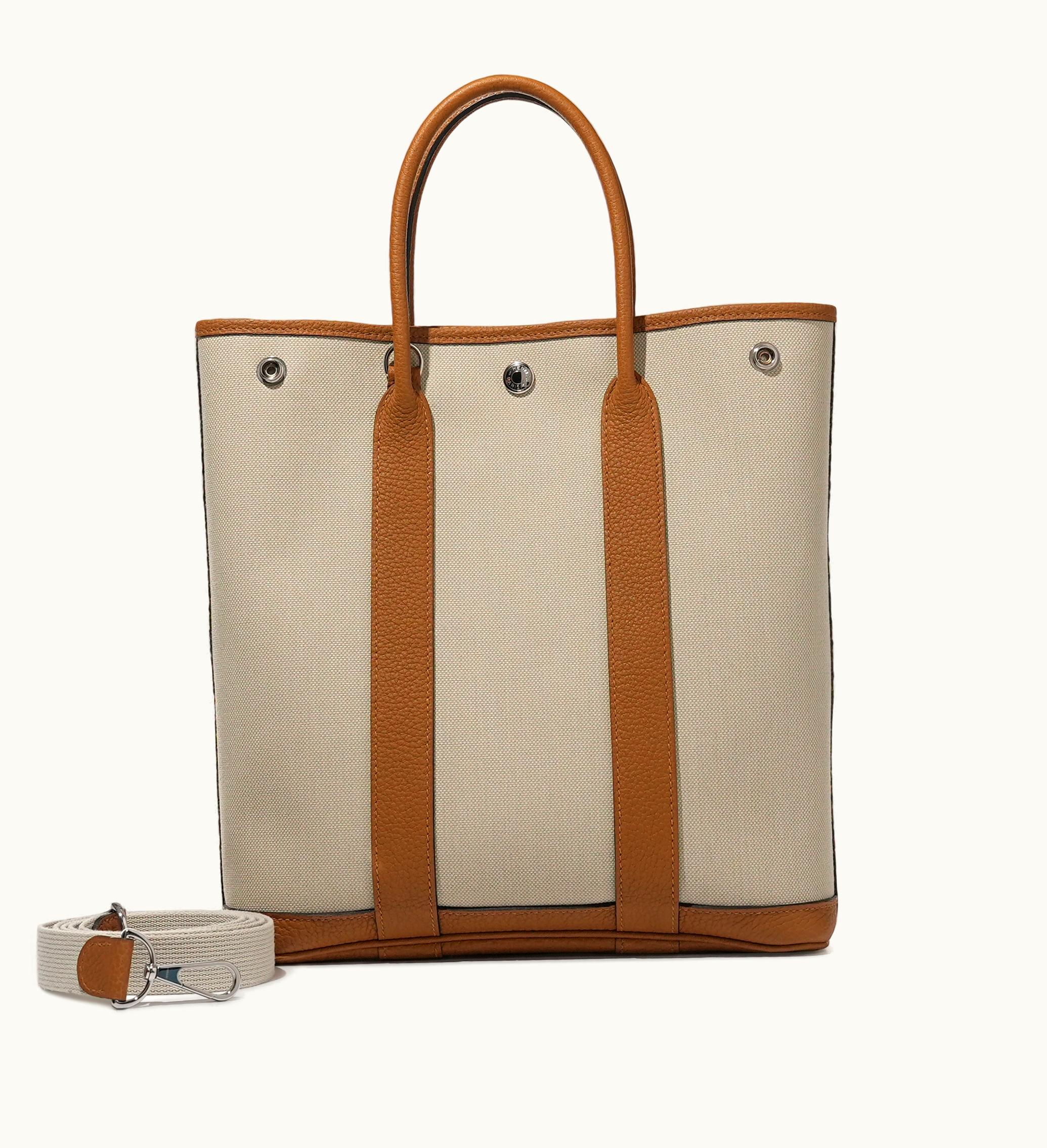 Hermès Ocre Negonda and Beton Toile Garden File 28 Palladium Hardware, 2020