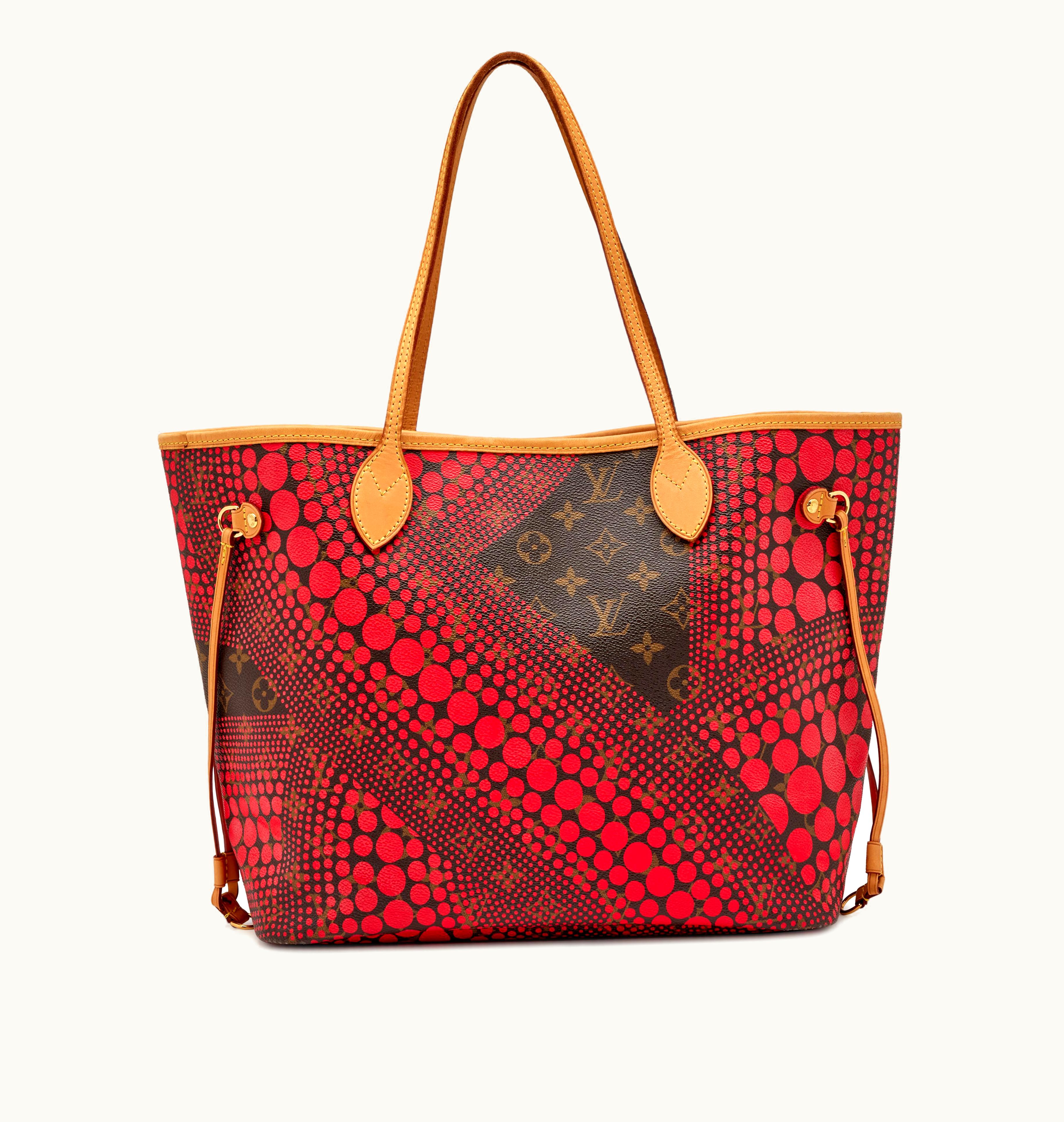 Louis Vuitton 2012 Louis Vuitton Yayoi Kusama Red Infinity Dots Monogram Coated Canvas Neverfull MM Gold Hardware