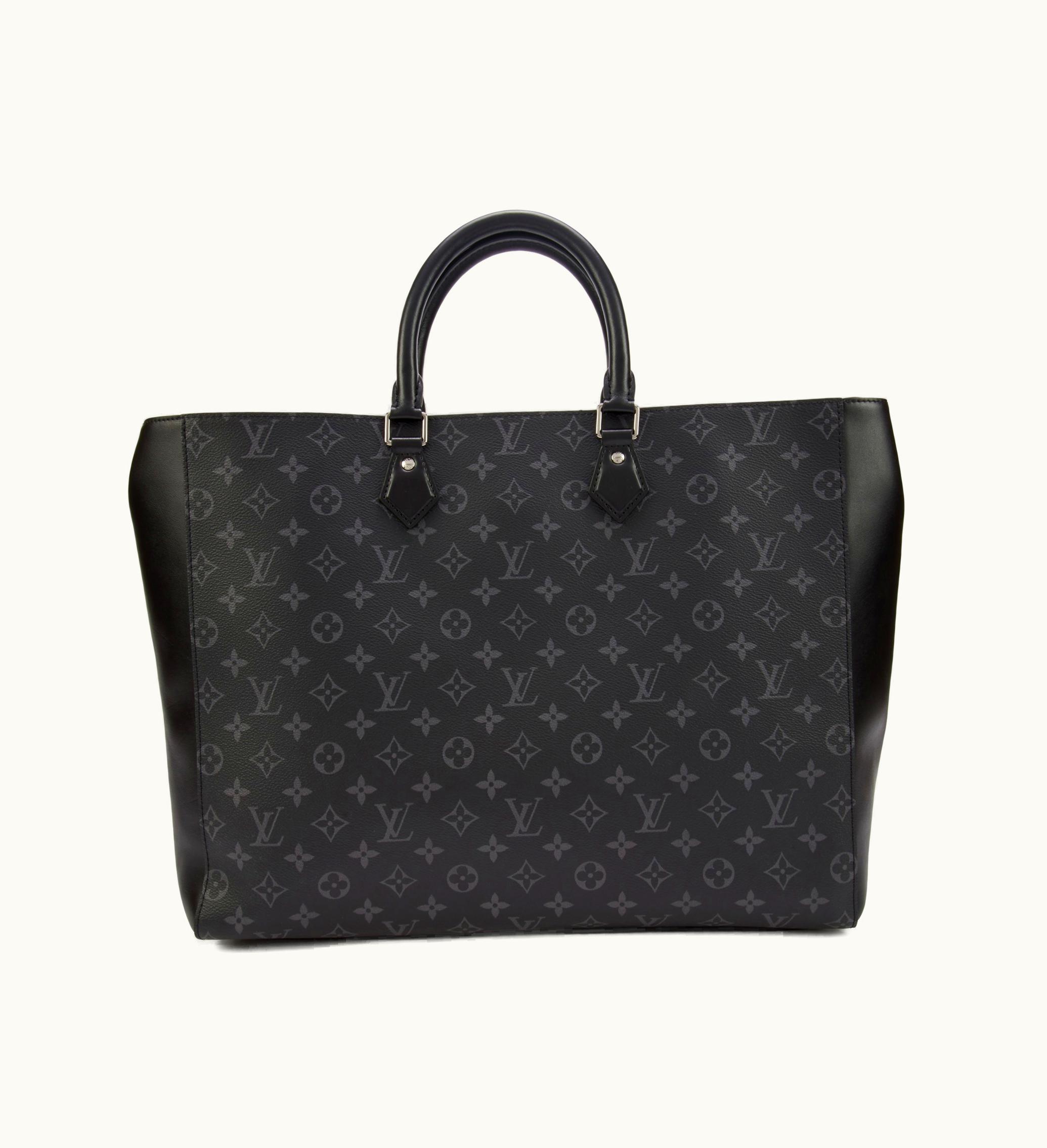 Louis Vuitton 2021 Louis Vuitton Grand Sac in Black Monogram Eclipse, with Coated Canvas and Silver Hardware