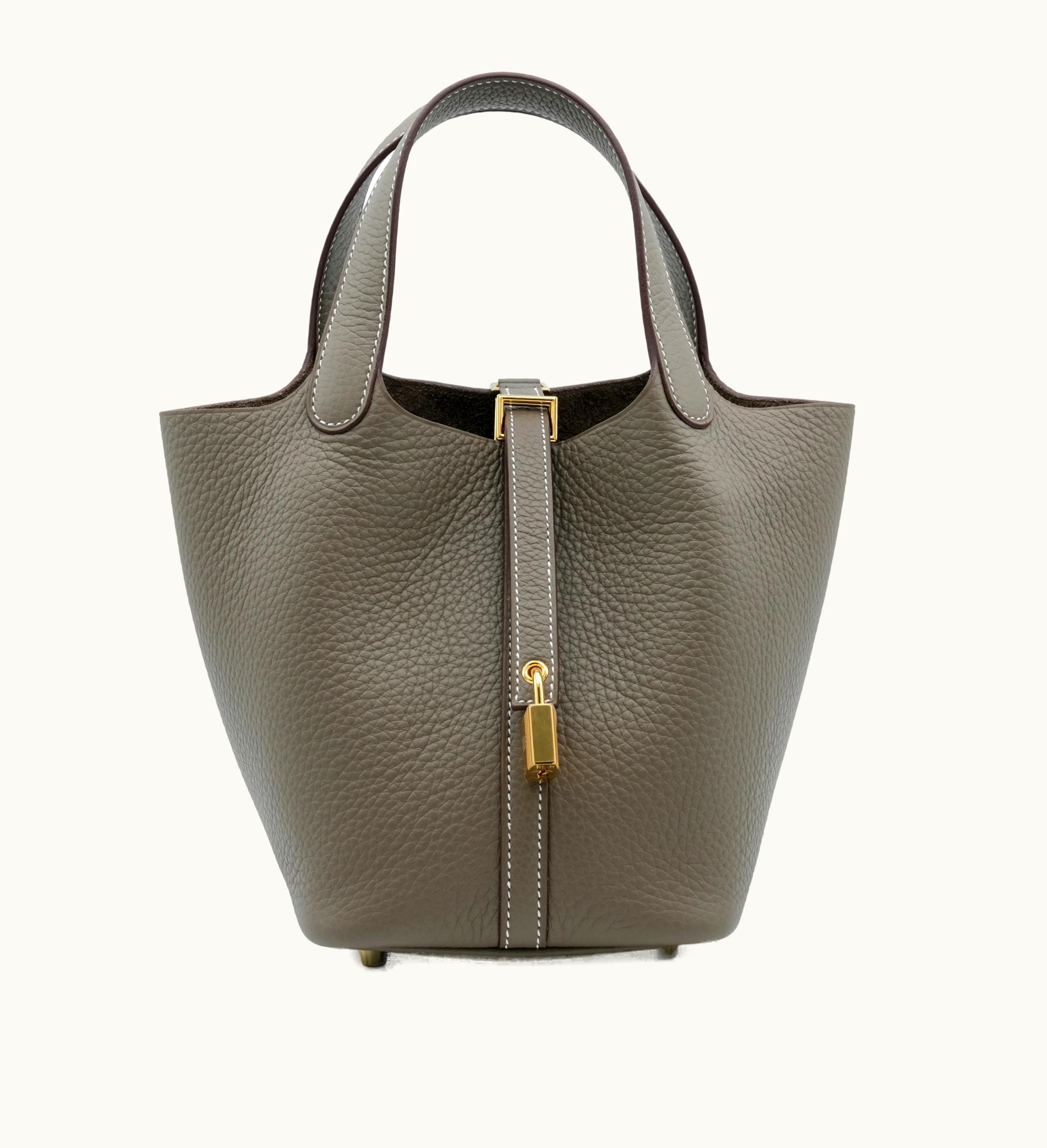 Hermès Etoupe Clemence Picotin Lock 18 Gold Hardware, 2023 Renewed Edition