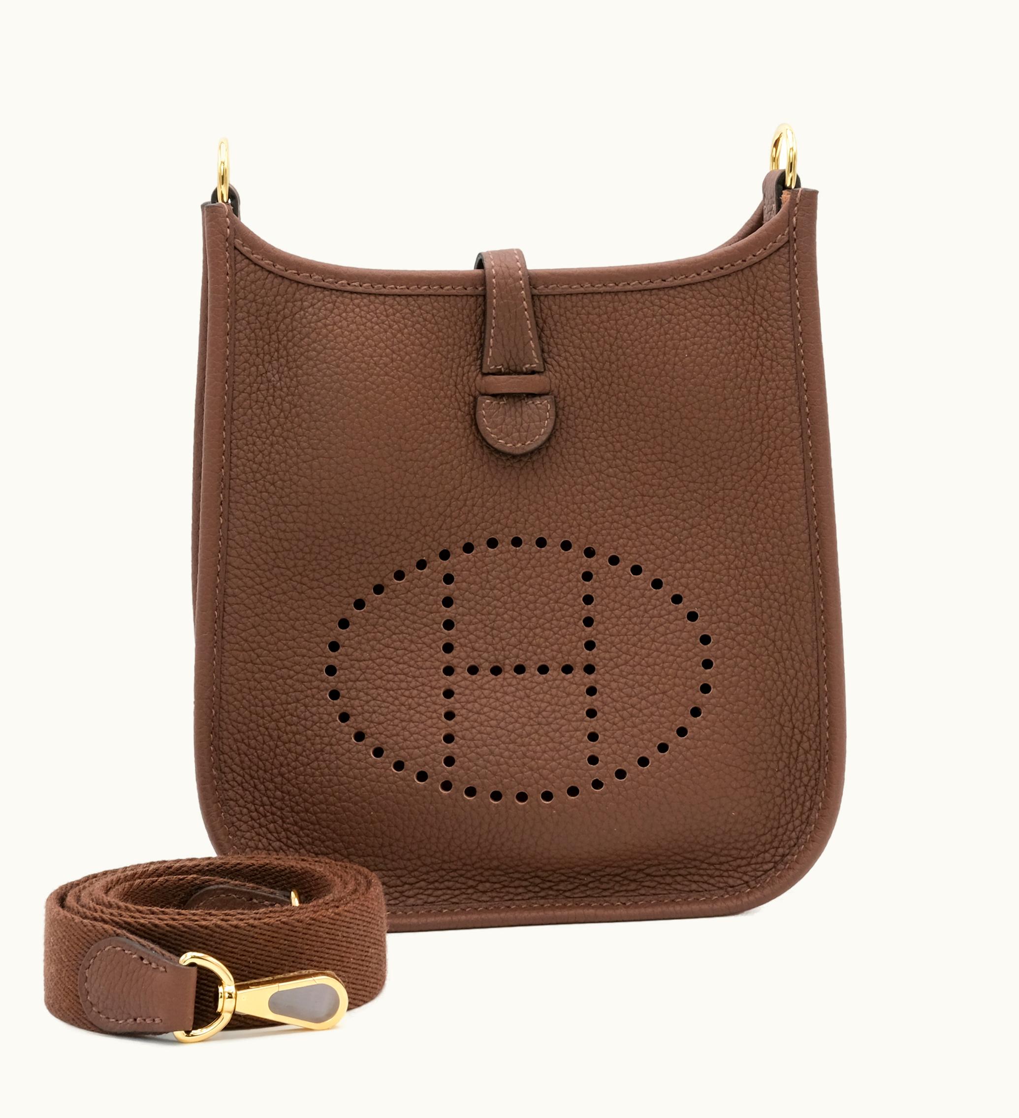 Hermès 2023 Hermès Evelyne II TPM 16 Gold Hardware in Cacao Maurice