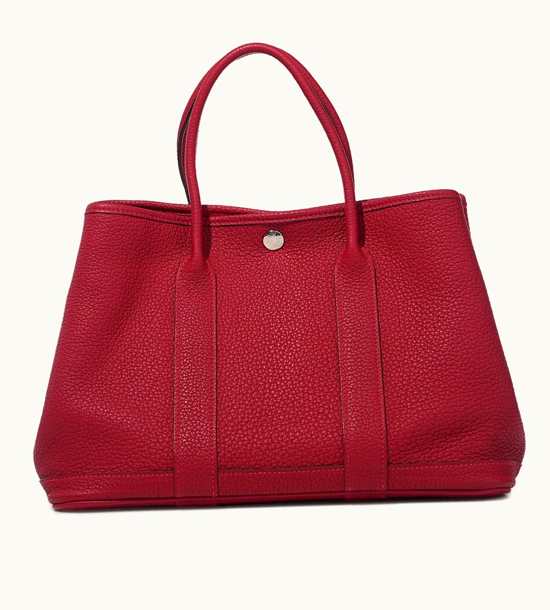 Hermès Garden Party 30 TPM in Rouge de Coeur Clemence with Palladium Hardware, from the year 2015
