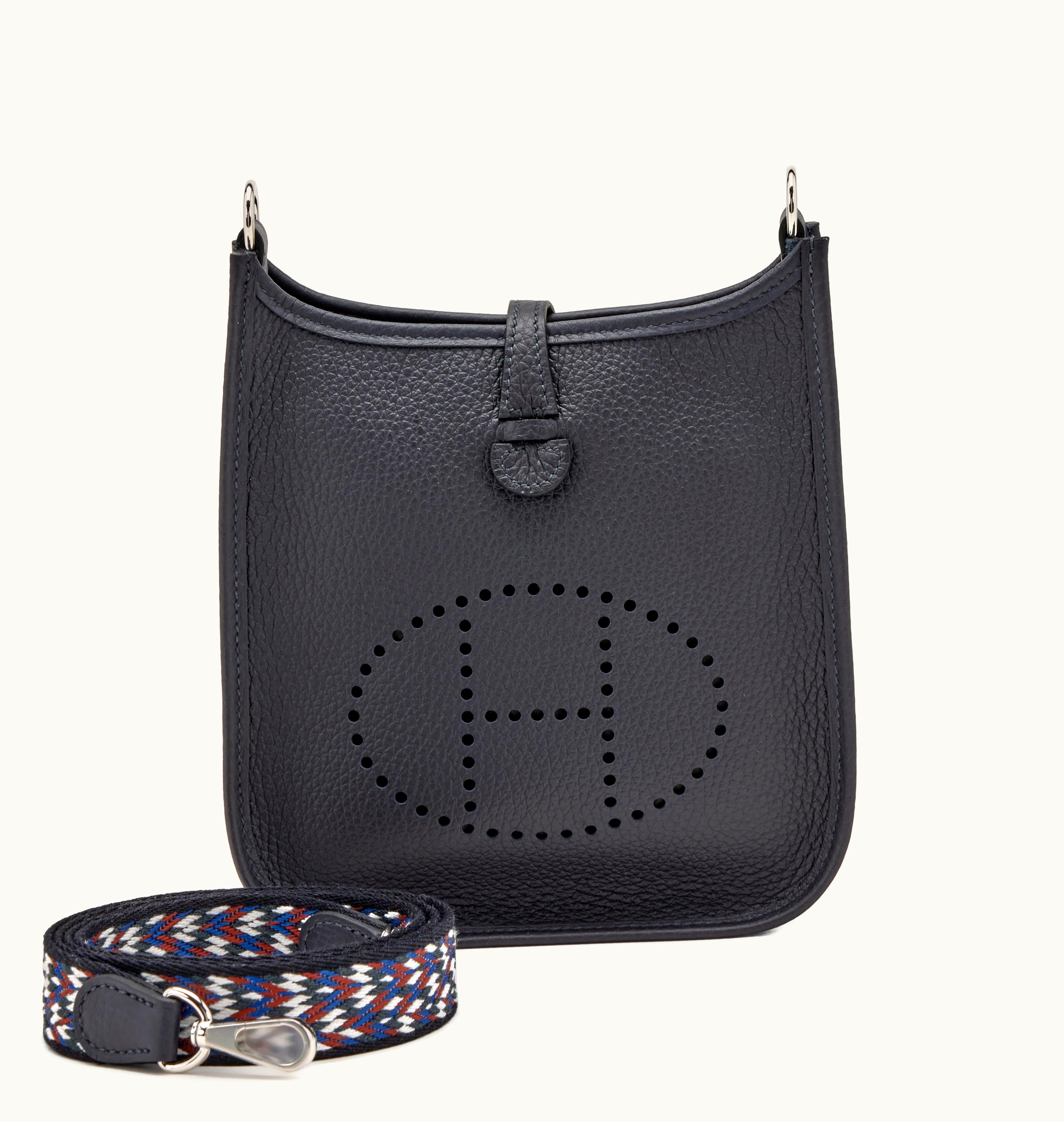 Hermès 2023 Hermès Mini Evelyne TPM in Black Clemence leather with Palladium Hardware