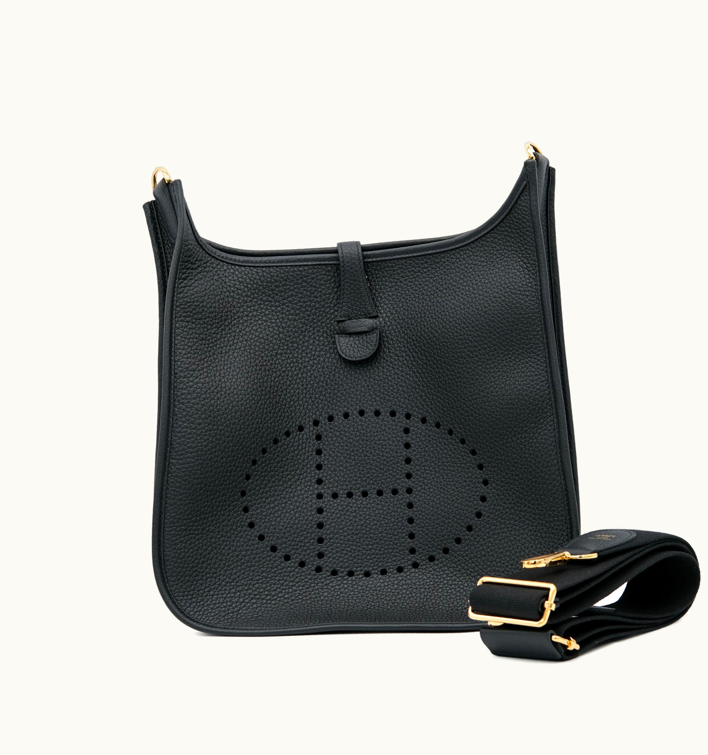 Hermès Black Hermès Evelyne III 29 crafted from Clemence leather, adorned with Gold Hardware, anticipated for 2022