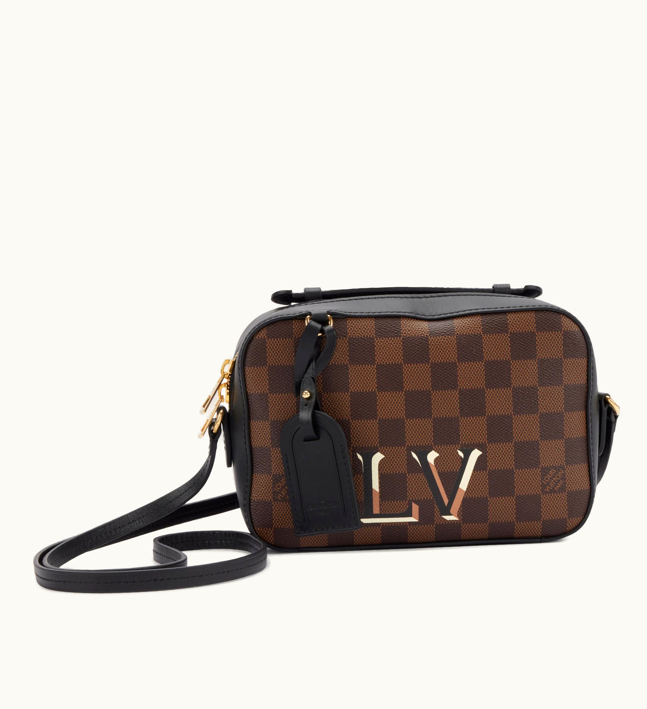 Louis Vuitton 2019 Louis Vuitton Santa Monica Camera Bag in Brown Damier Ebene Coated Canvas with Gold Hardware