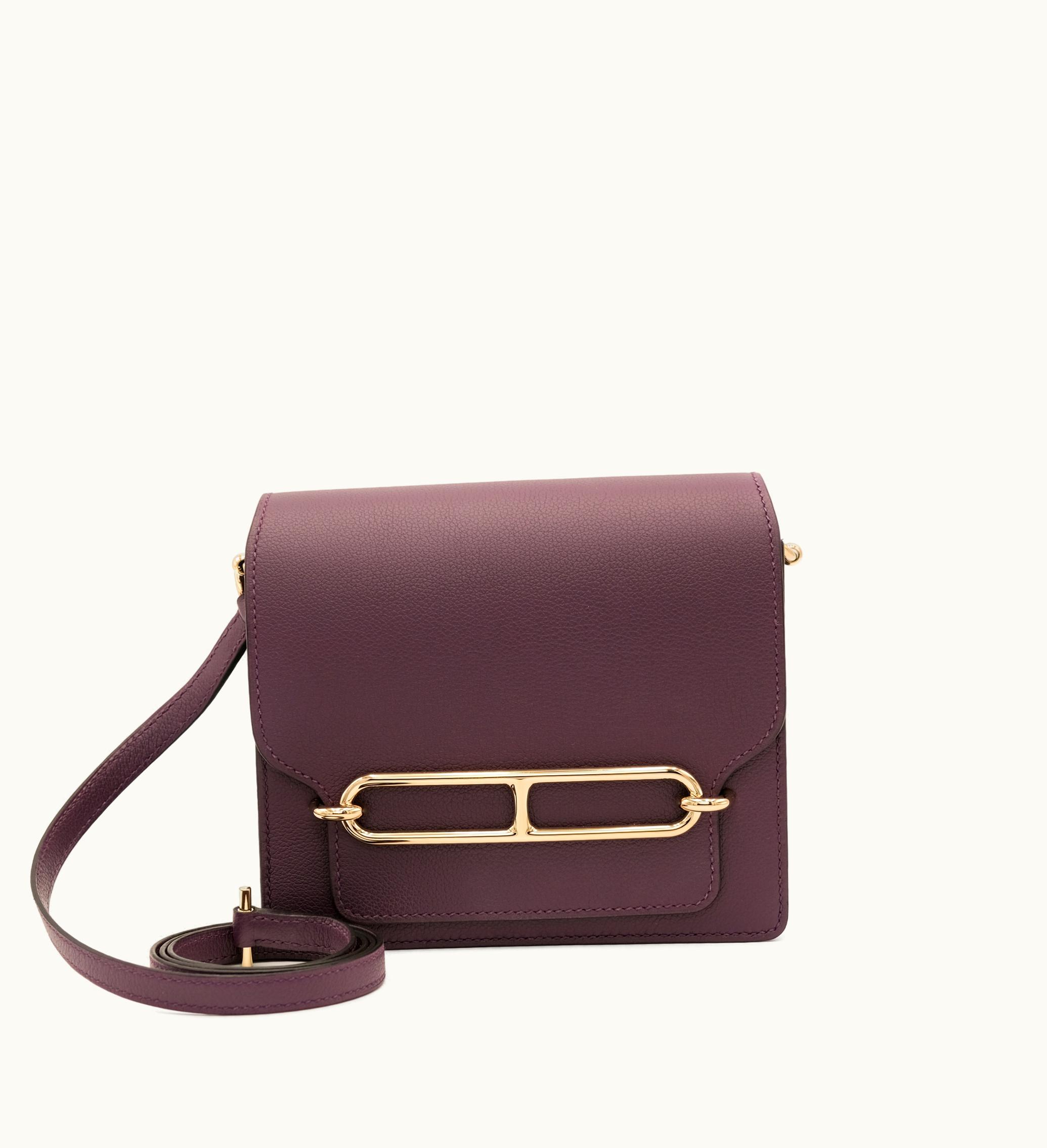 Hermès Blackcurrant Evercolor Mini Roulis 18 with Permabrass Hardware, 2023