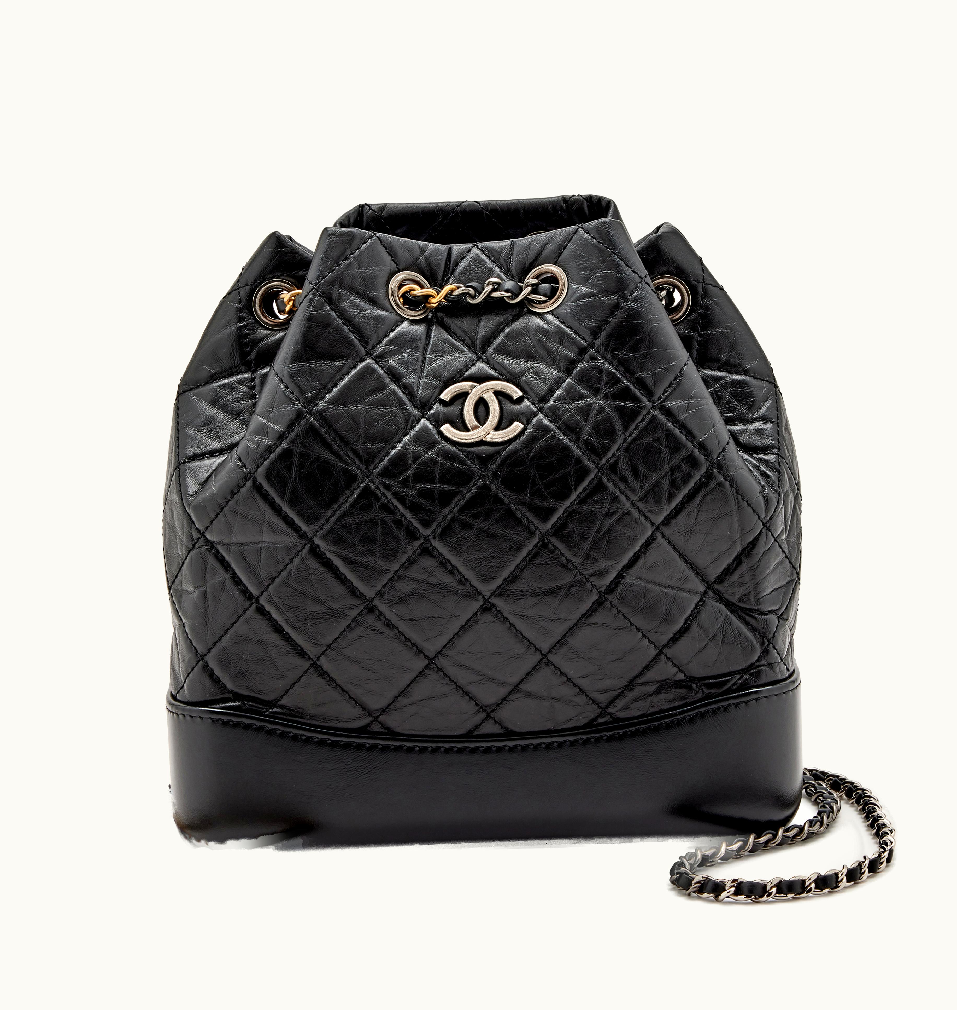 Chanel 2022 Chanel Small Gabrielle Backpack in Black Quilted Aged Calfskin with Gold and Ruthenium Hardware