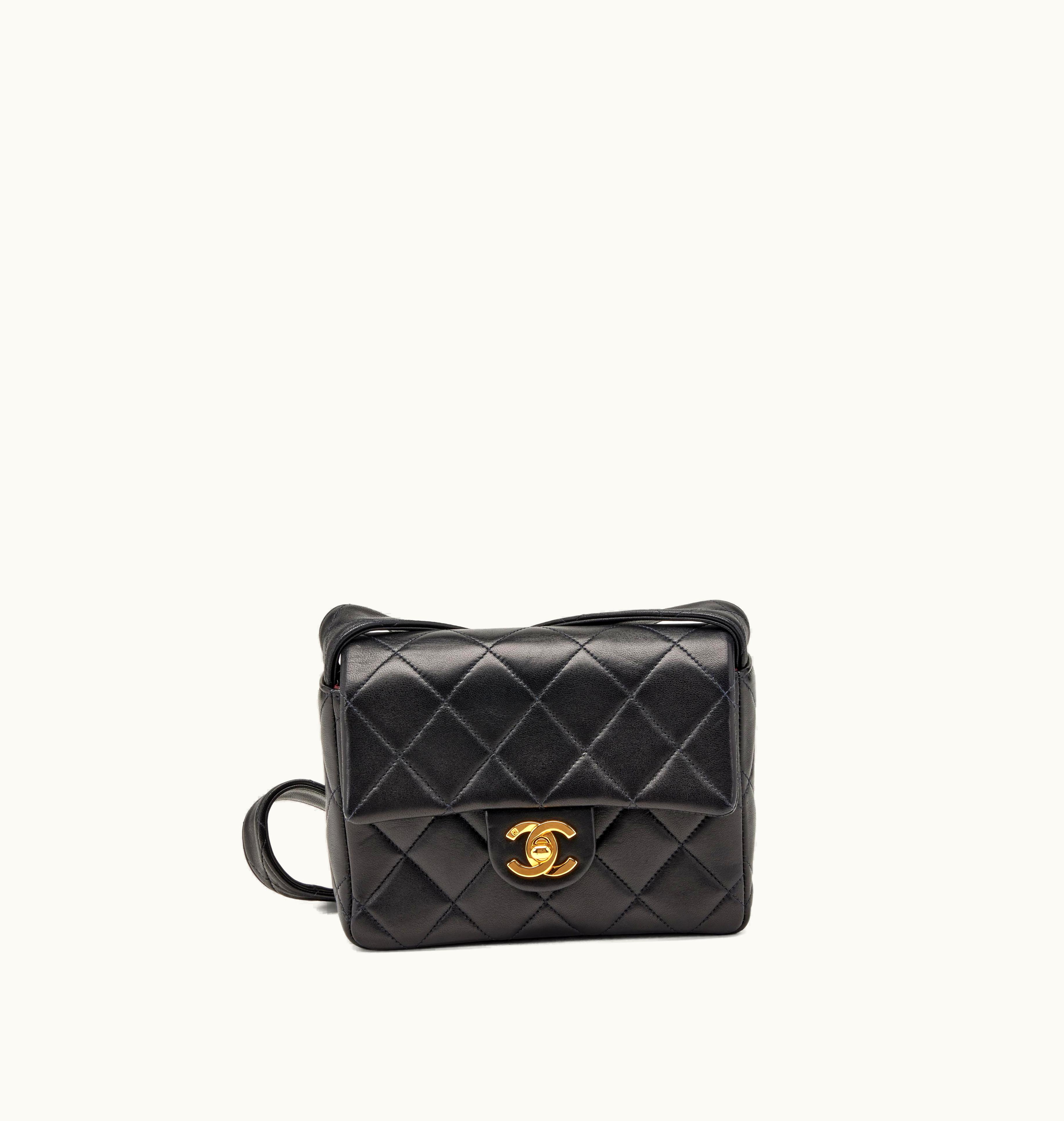 Chanel 1997 Chanel Mini Flap Bag with Gold Hardware in Black Quilted Lambskin