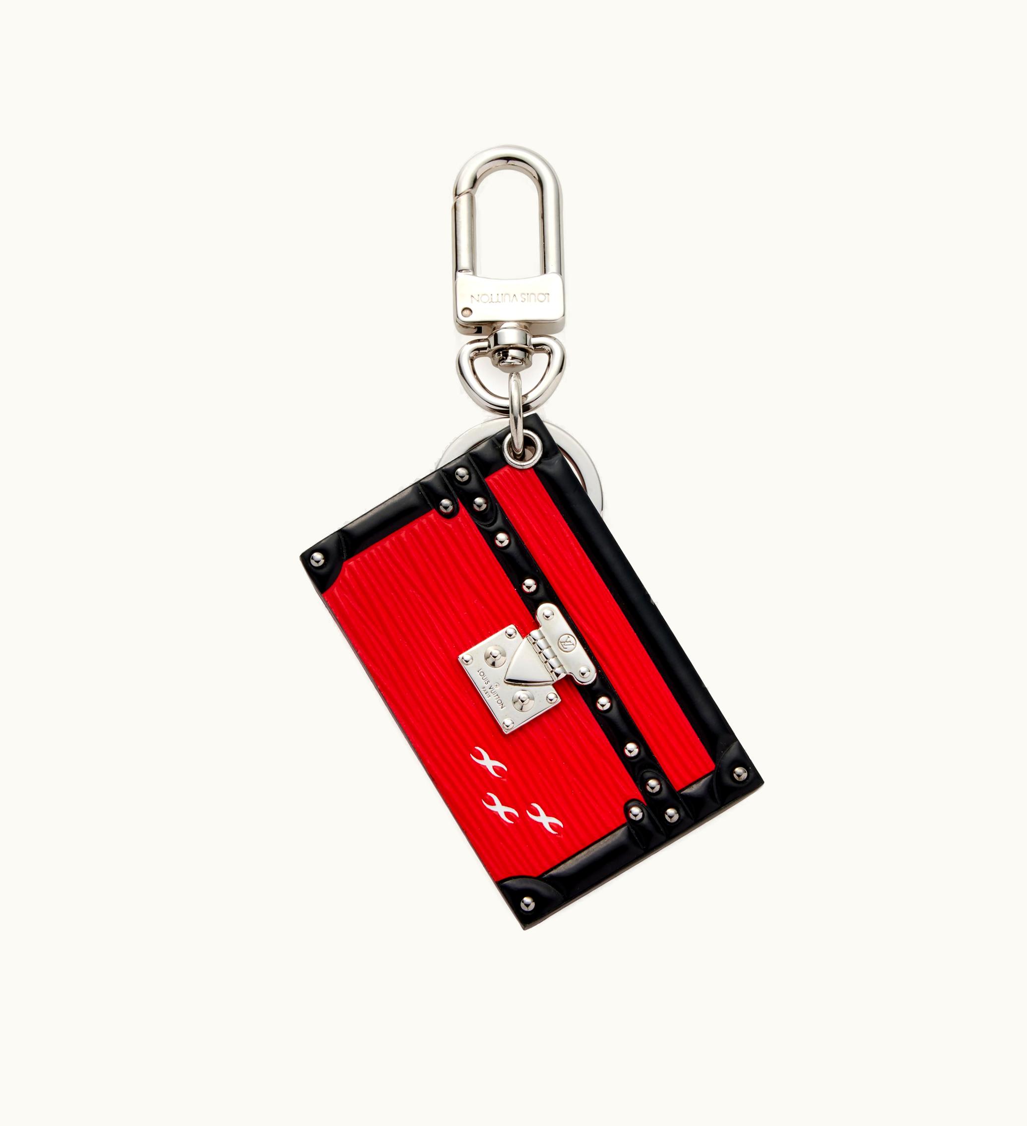 Louis Vuitton Silver Hardware Louis Vuitton Red and Black Epi Leather Petite Malle Keychain