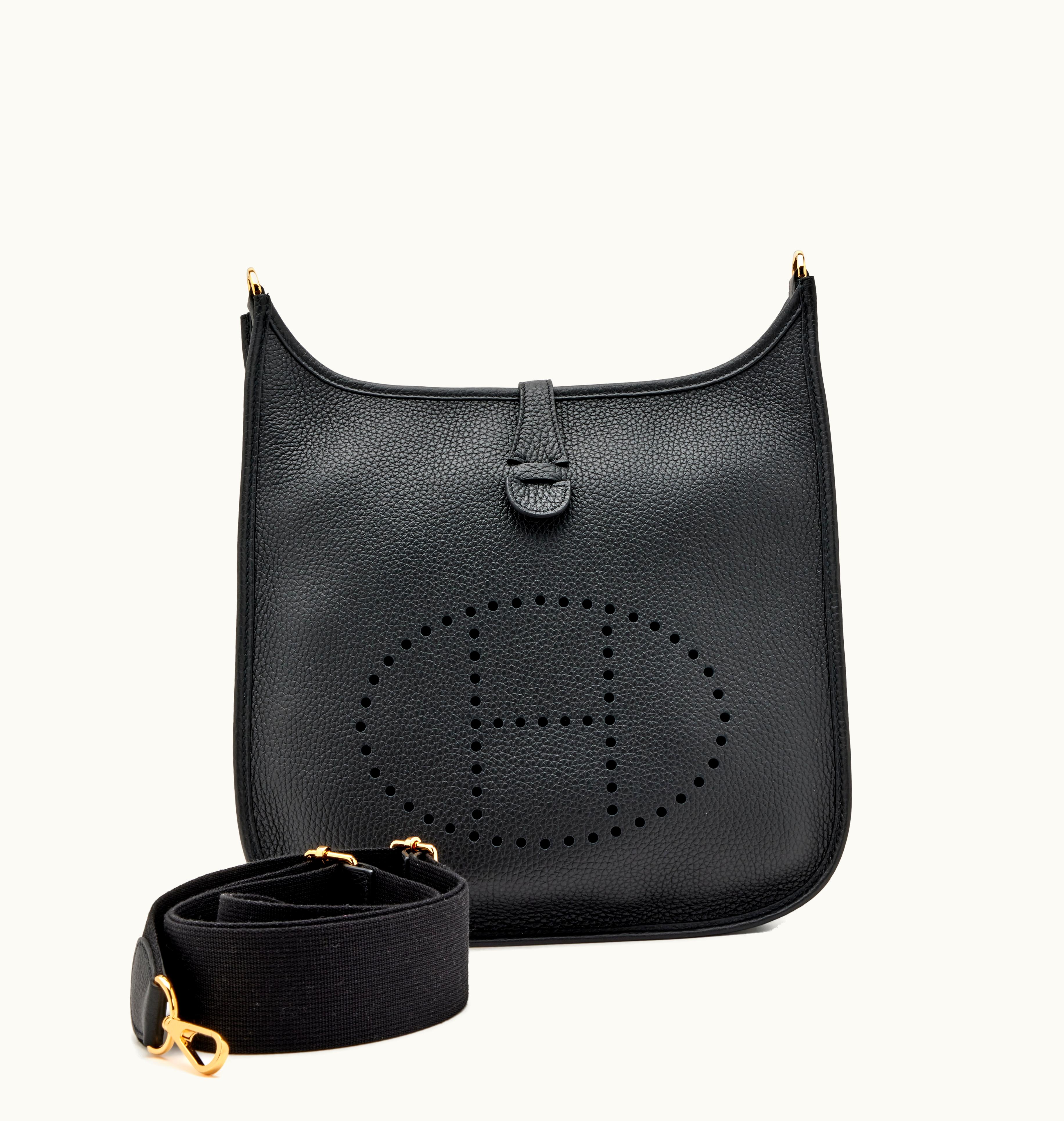 Hermès Hermès 2023 Hermès Evelyne III PM 29 in Clemence leather with Black color and Gold Hardware
