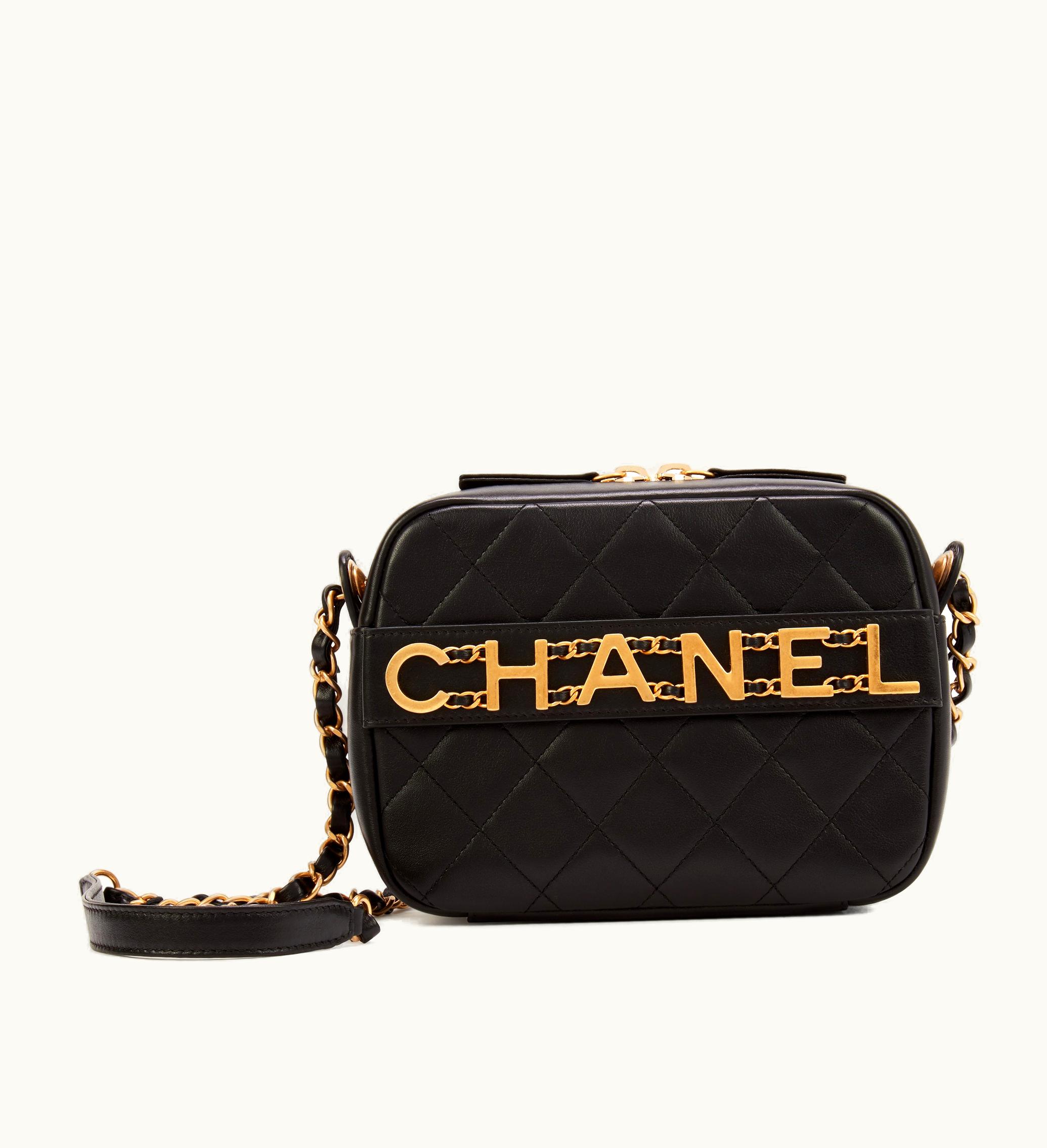 Chanel Chanel 2020 Quilted Lambskin Camera Case with Gold Hardware, featuring the iconic black logo design