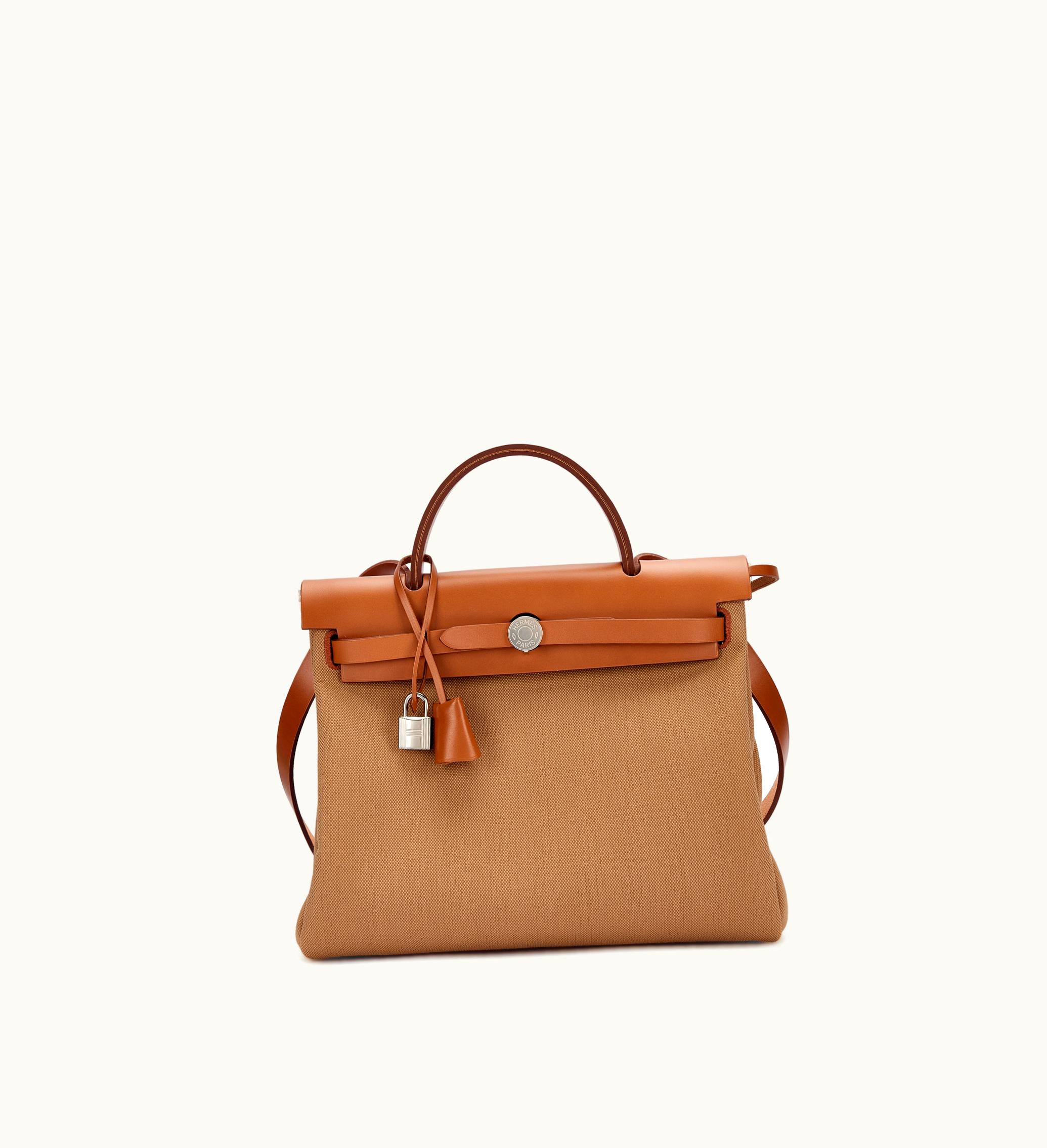 Hermès Hermès 2023 Hermès Fauve Vache Hunter and Chai Toile Herbag Zip 31 Palladium Hardware