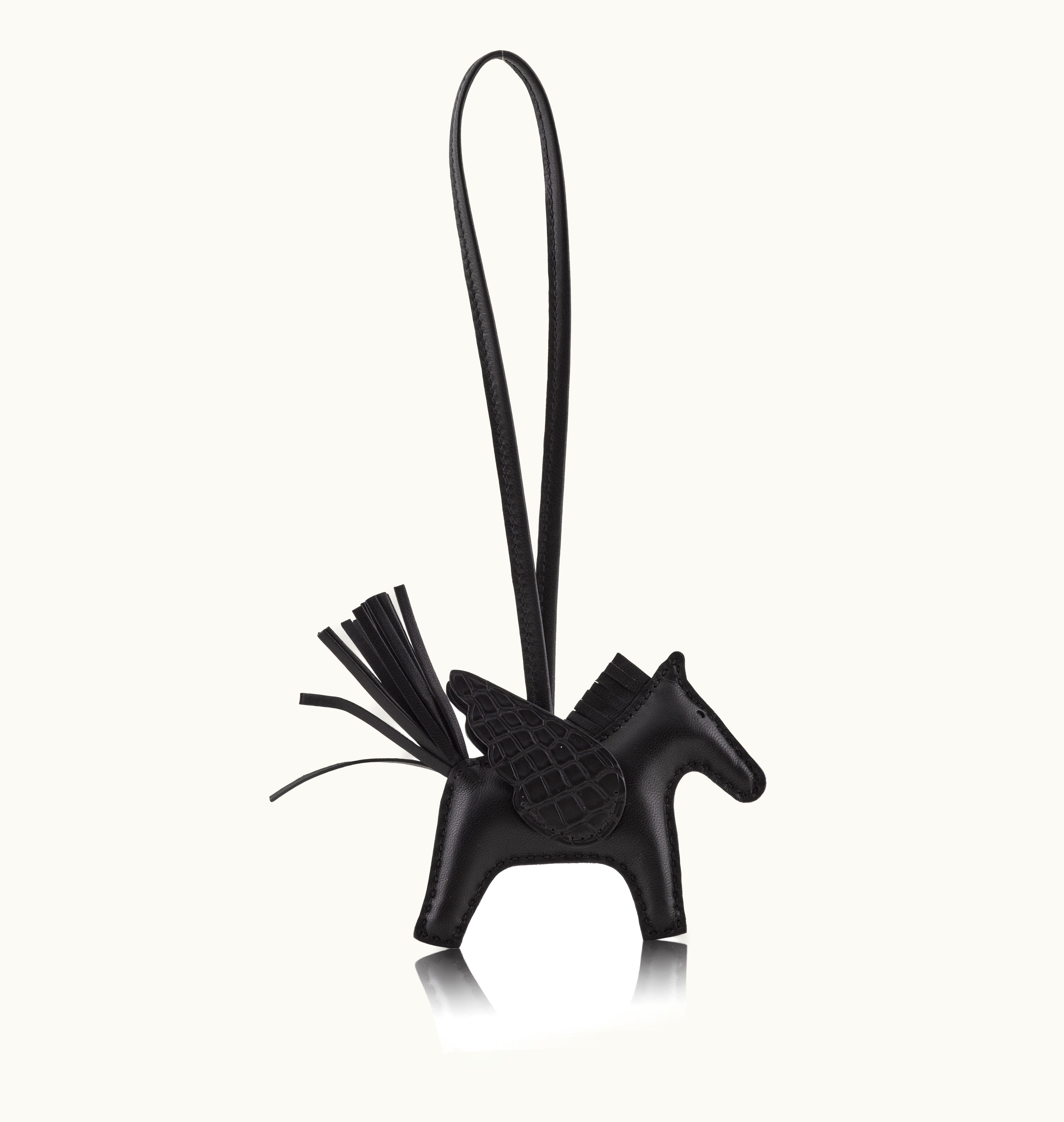 Hermès Hermès 2022 Hermès Pegase Rodeo Charm PM in Black Alligator and Milo Lambskin