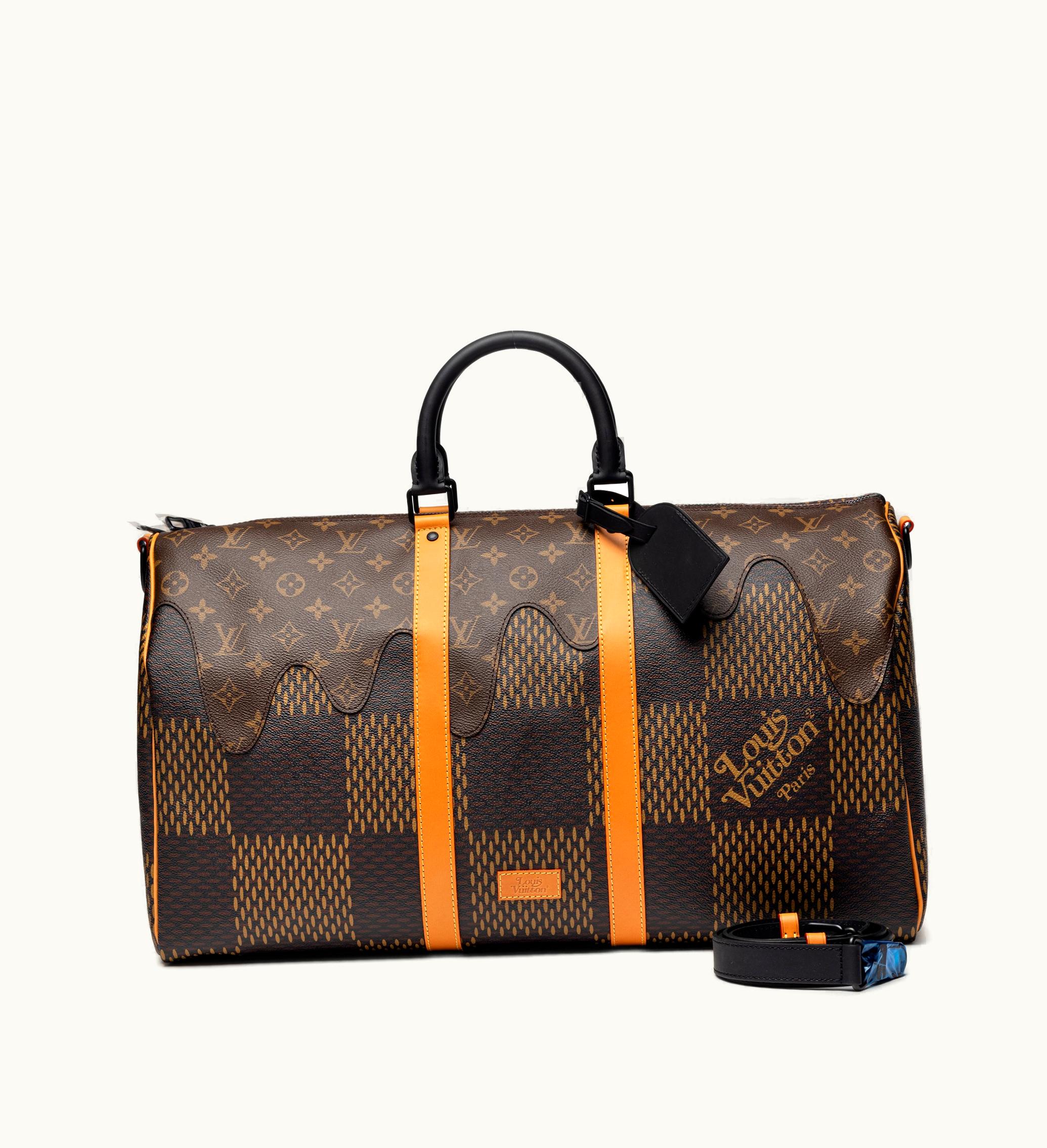 Louis Vuitton Louis Vuitton Virgil Abloh x NIGO Brown Monogram and Giant Damier Coated Canvas Keepall 50 Bandoulière Black Hardware, 2020