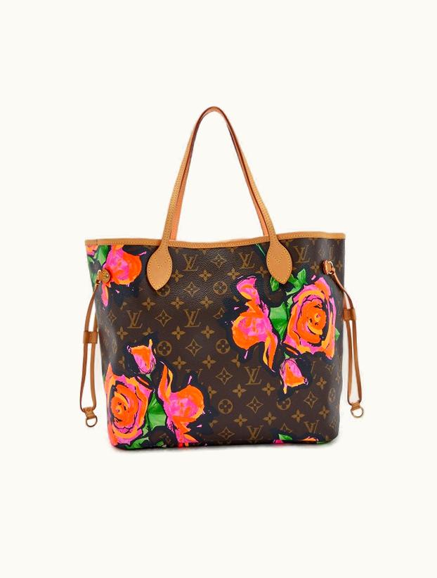 Louis Vuitton Louis Vuitton MM Neverfull with Multicolor Monogram Roses design by Stephen Sprouse, crafted from coated canvas with gold hardware, released in 2009
