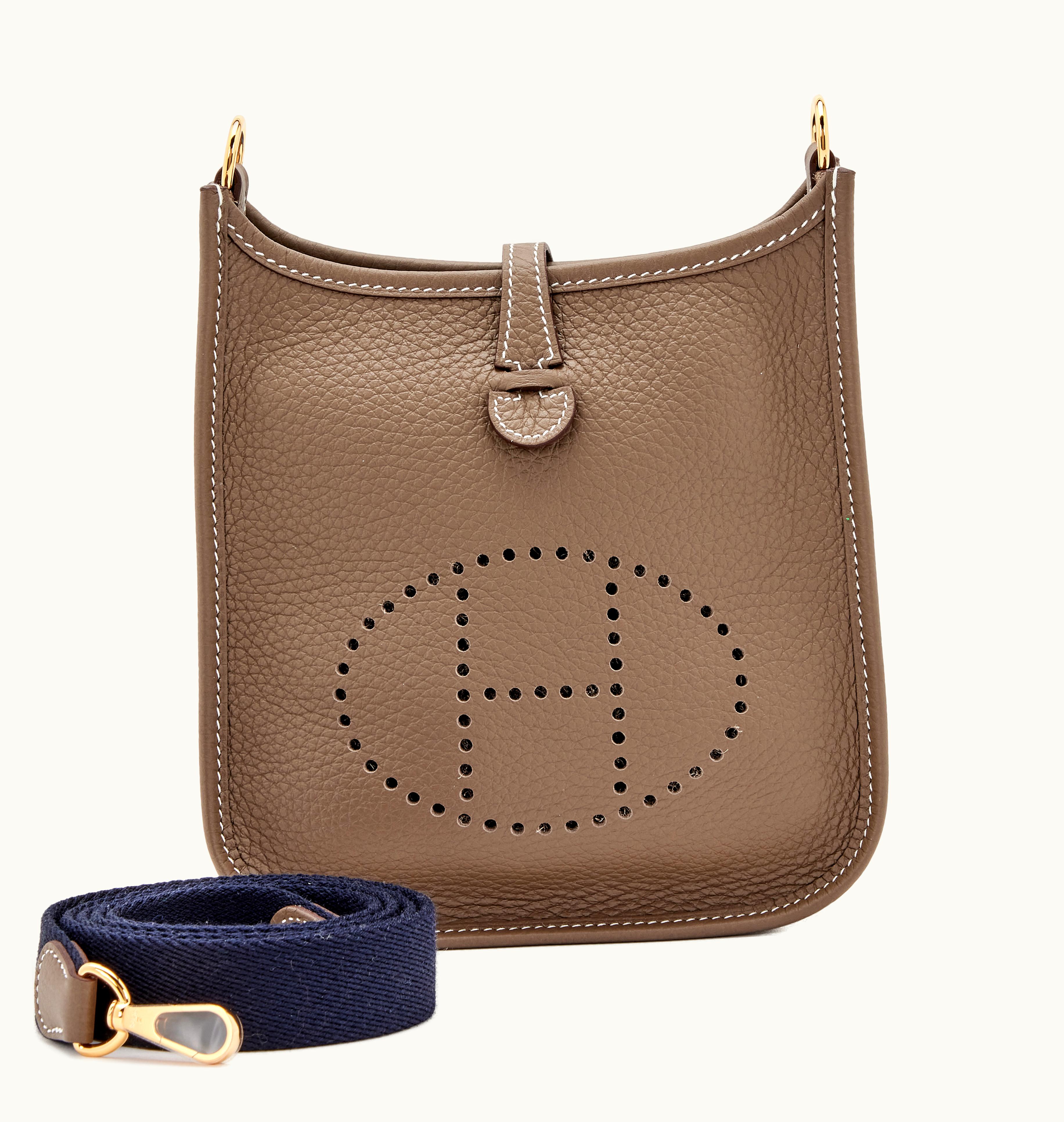 Hermès Hermès 2022 Gold Hardware Hermès Mini Evelyne 16 TPM in Etoupe Clemence