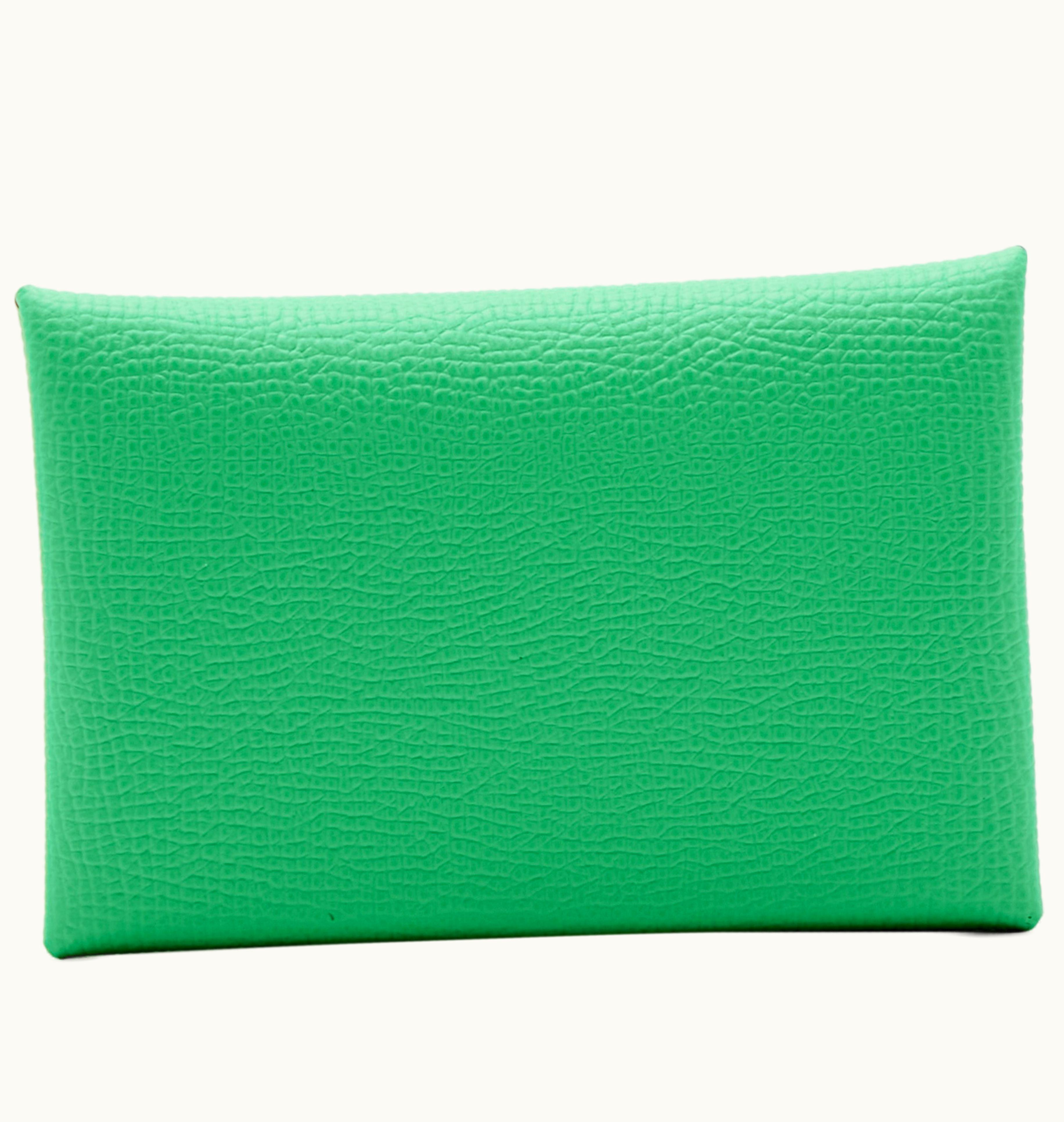 Hermès Hermès Green Comics and Green Fizz Epsom Calvi Card Holder with Palladium Hardware, 2022