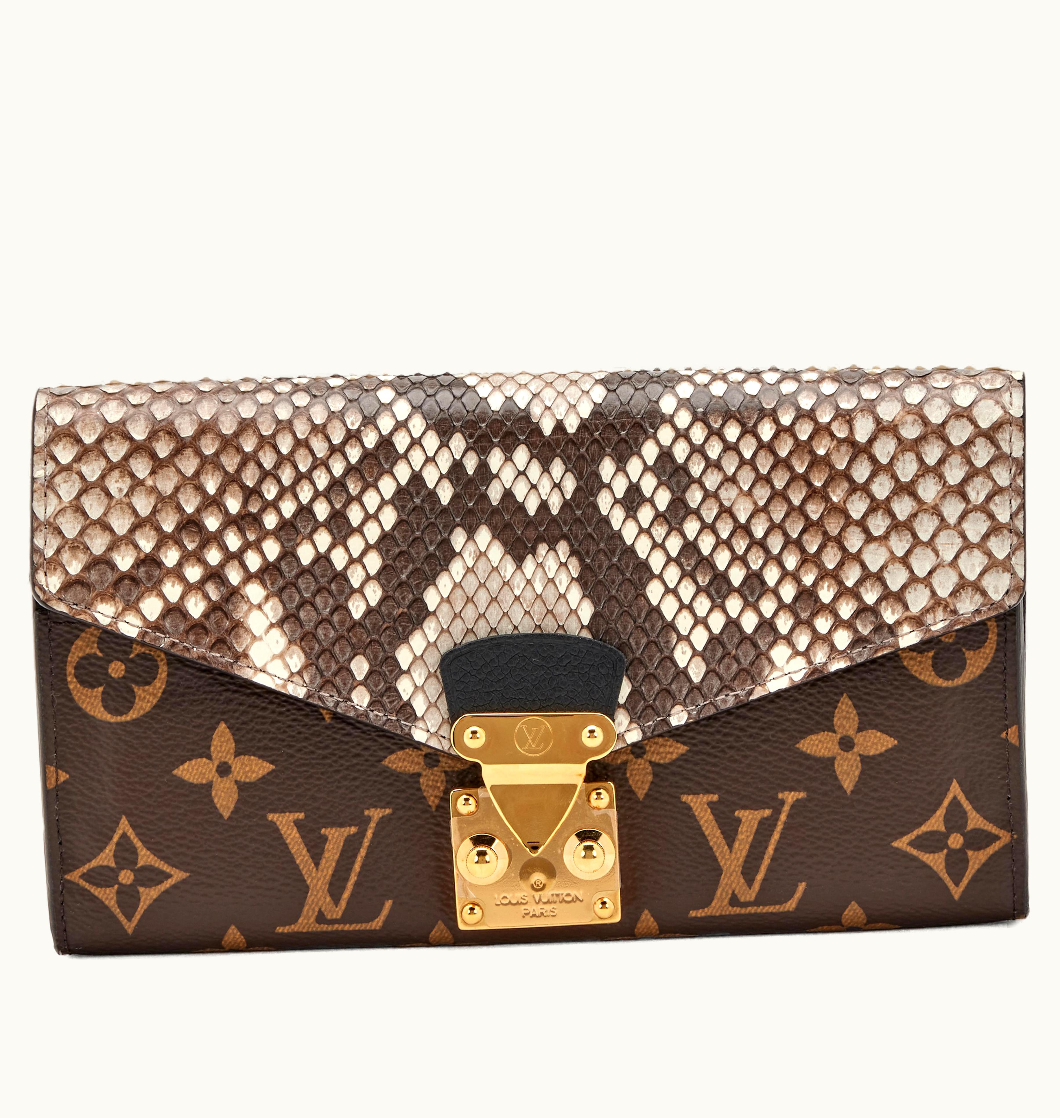Louis Vuitton Louis Vuitton 2018 Louis Vuitton Pallas Long Wallet with Gold Hardware, adorned in Python and Brown Monogram design