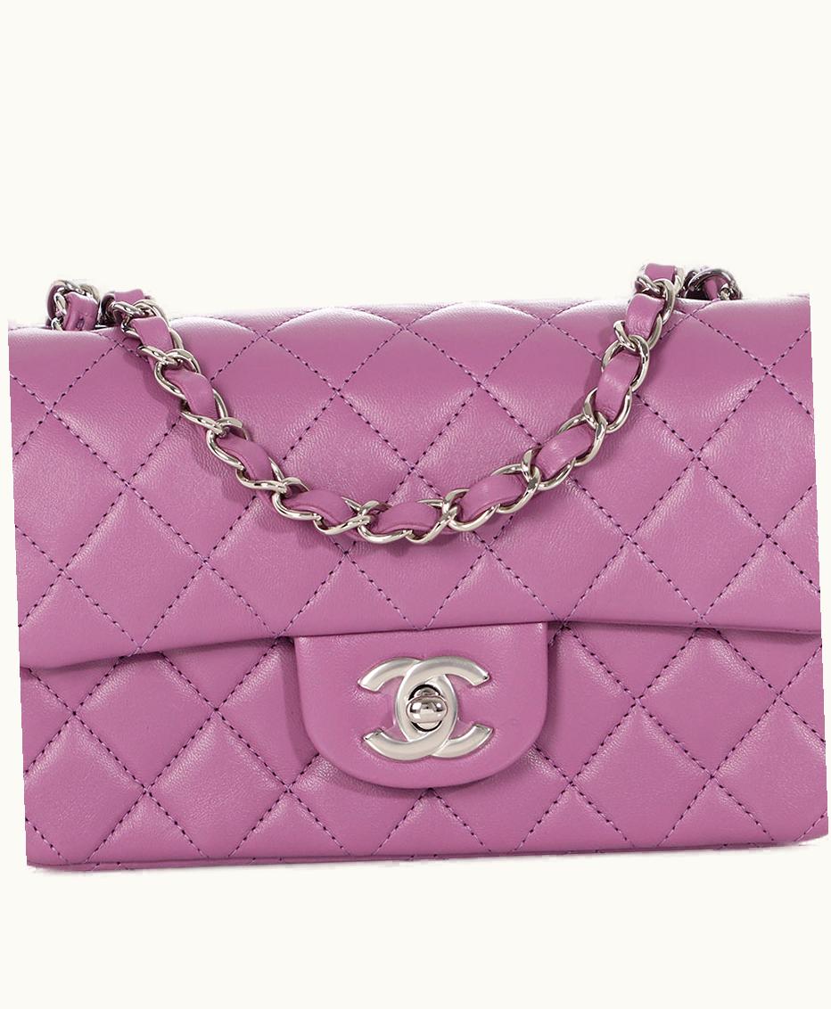 Chanel Chanel Mini Classic Single Flap Silver Hardware in 2021 made of Lavender Quilted Lambskin