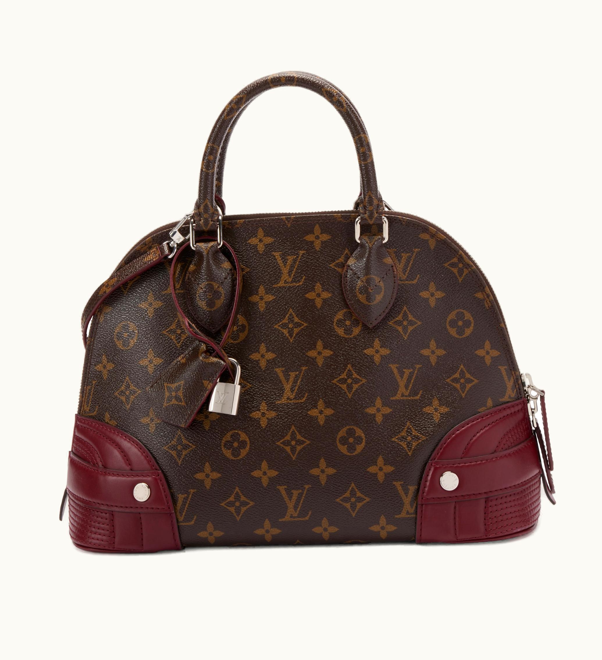 Louis Vuitton Louis Vuitton Alma PM with Silver Hardware, 2015, showcases the stunning combination of Ebene Monogram Shine Coated Canvas and Aurore Leather