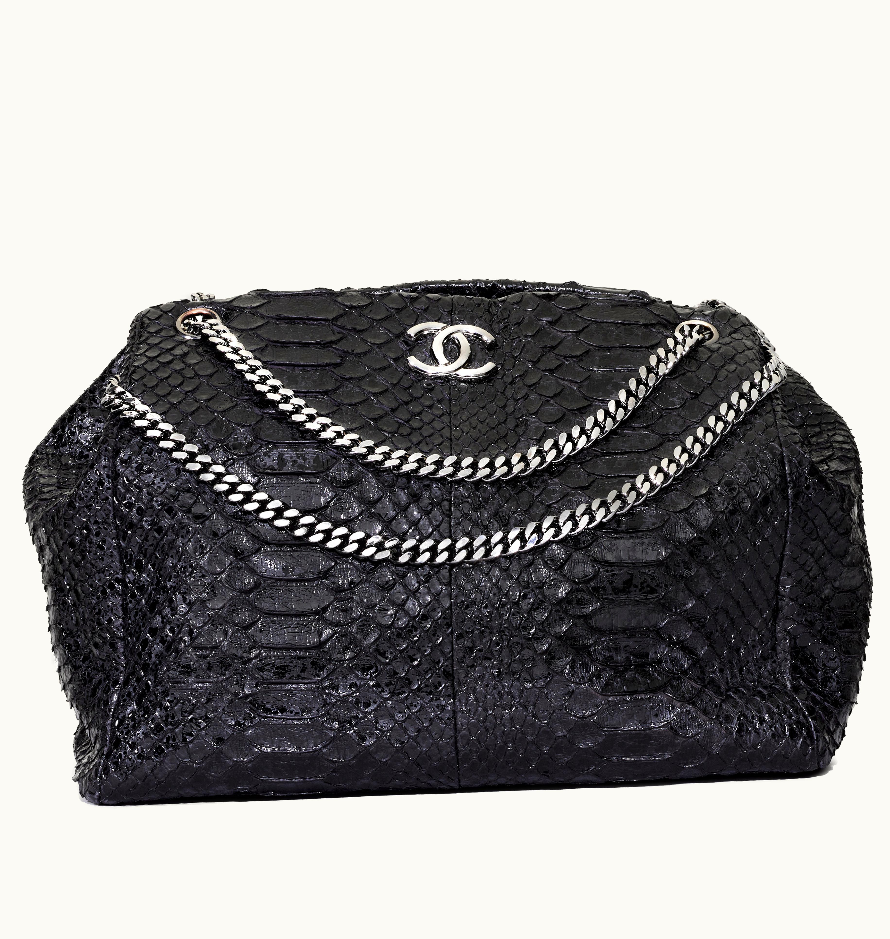 Chanel Chanel Black Python Shoulder Bag with Silver Hardware by Chanel in the years 2008-2009