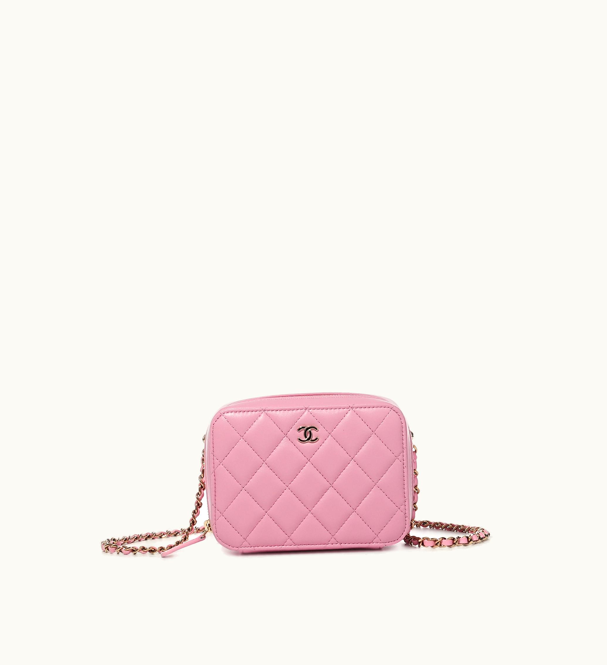 Chanel Chanel Mini Camera Case in Quilted Pink Lambskin with Gold Hardware, 2022 Edition