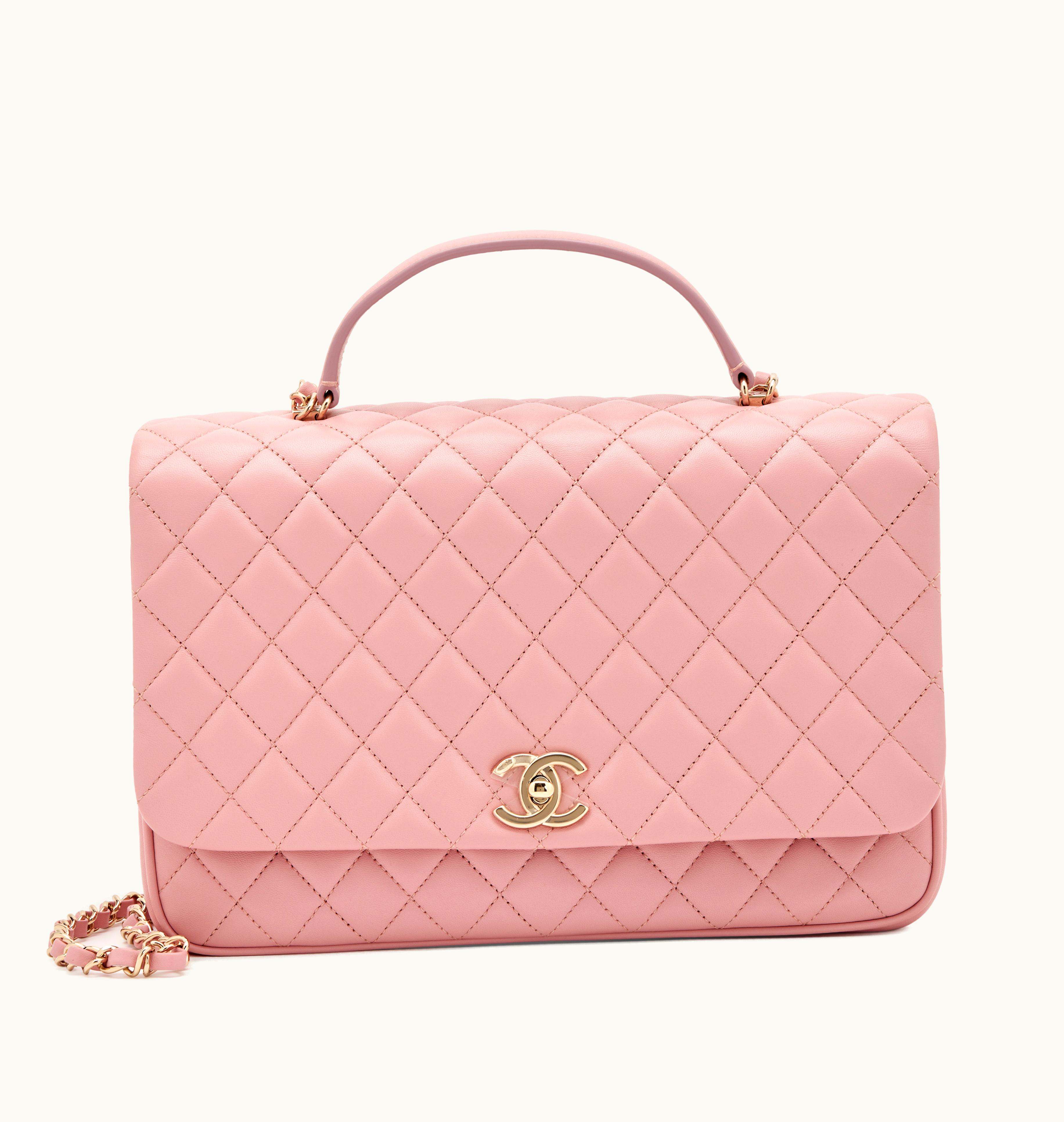 Chanel Chanel 2018 Pink Lambskin Quilted Medium Citizen Chic Top Handle Bag with Gold Hardware
