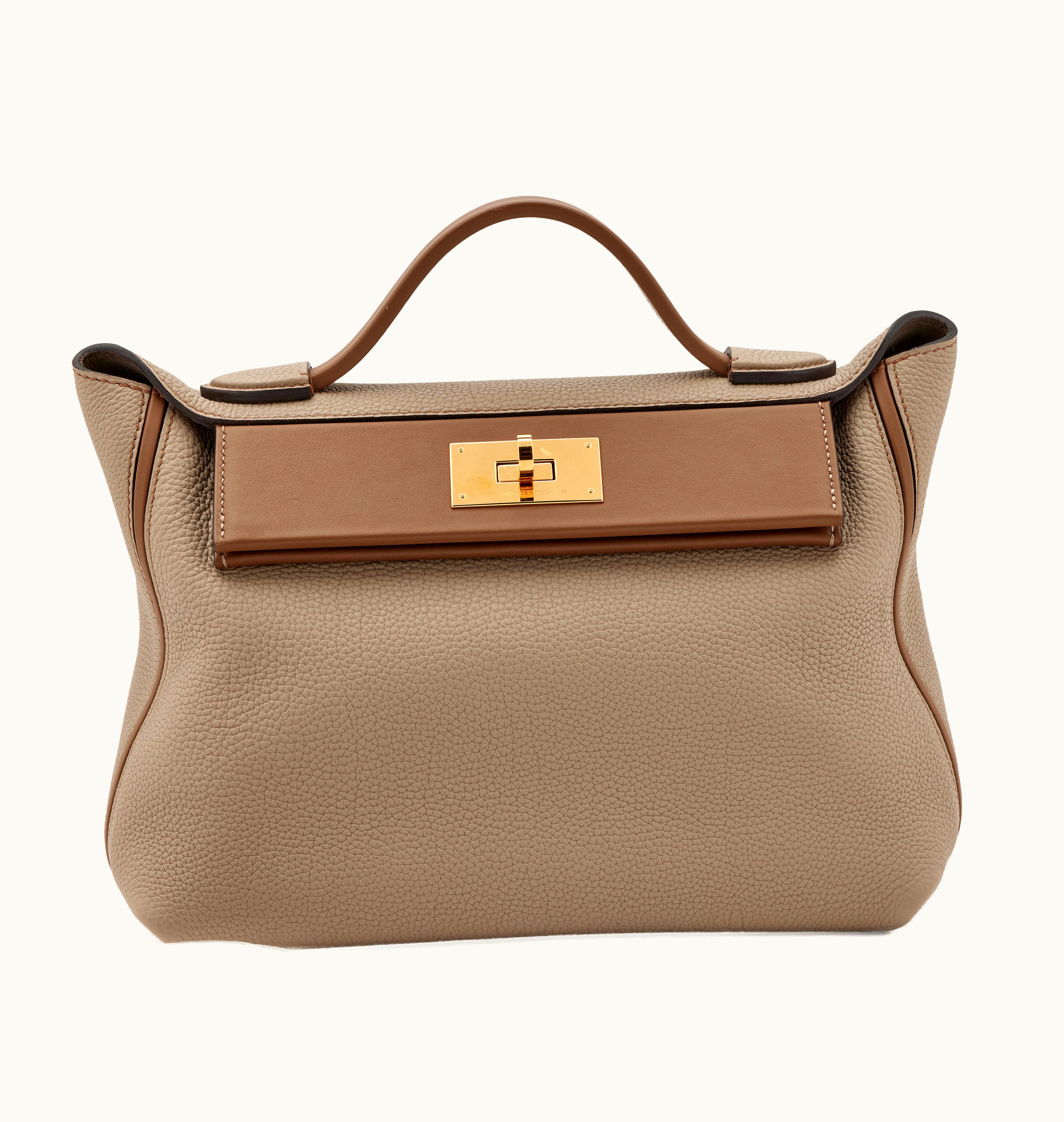 Hermès Hermès Etain Clemence and Etoupe Evercolor 24/24 29 Gold Hardware, 2022